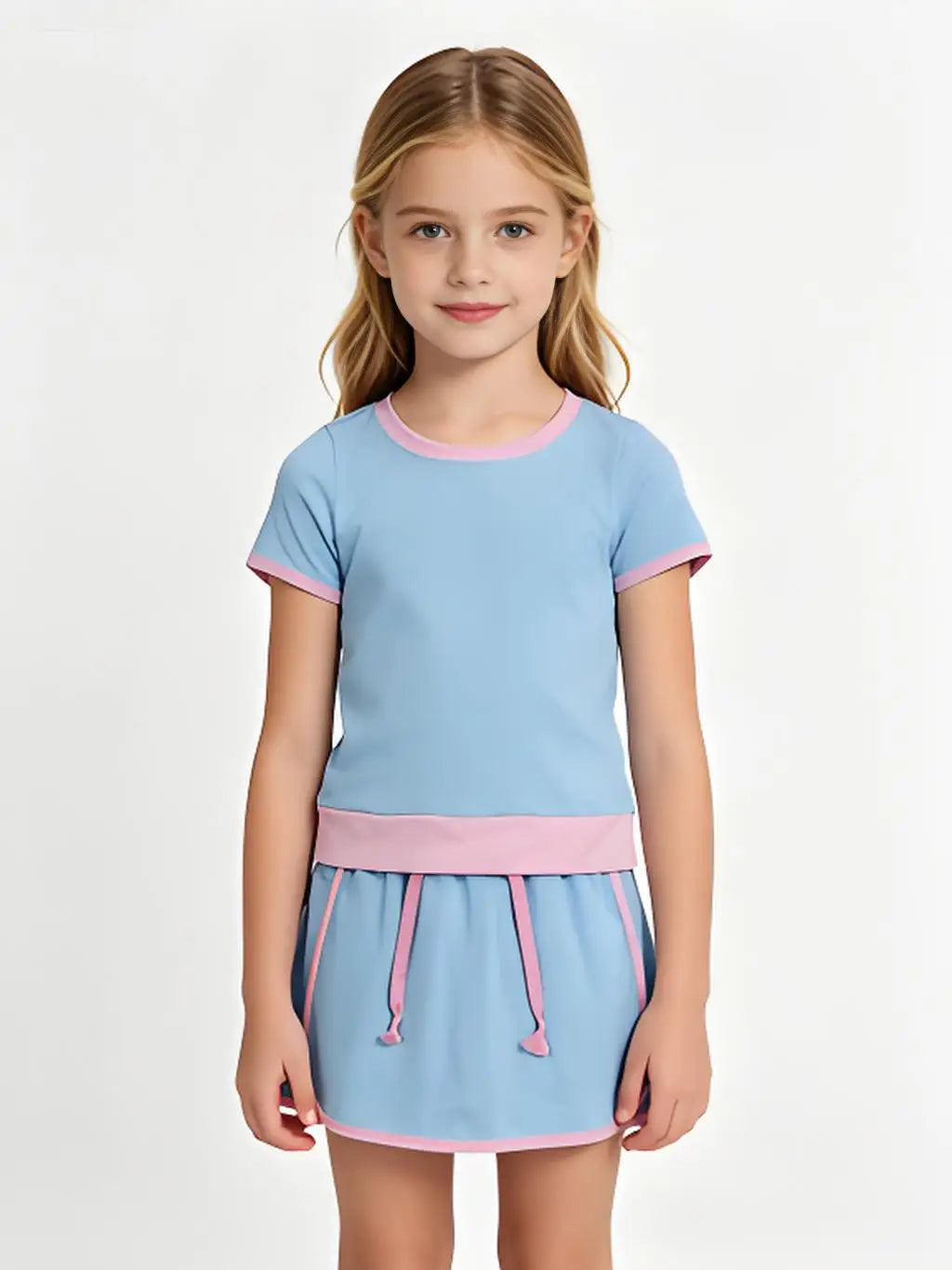 Baby Girls Cotton Short Sleeve Shirt And Skirt Set