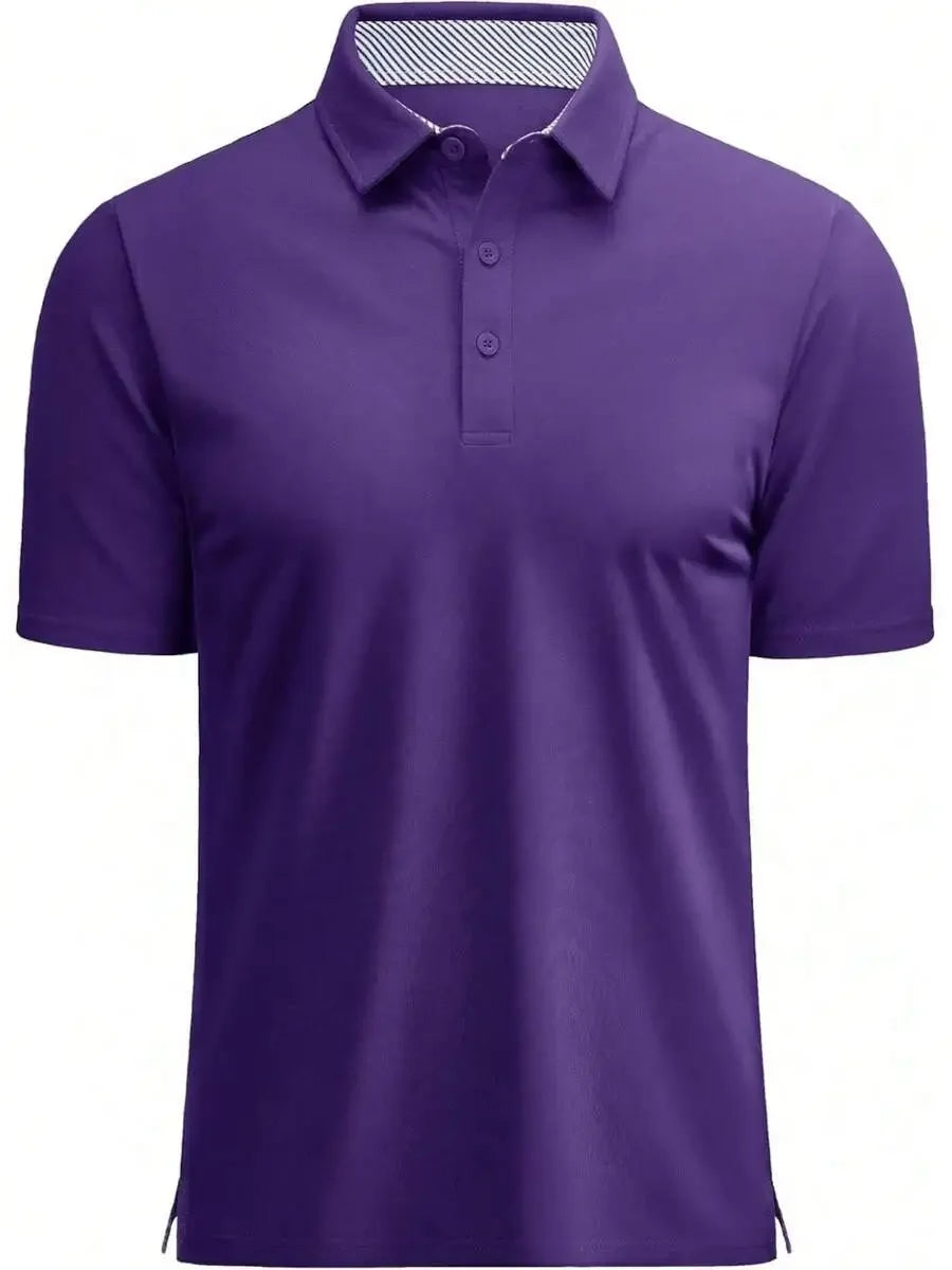 Mens Short Sleeve Cotton Pique 3-Button Classic Fit Casual Golf Shirt