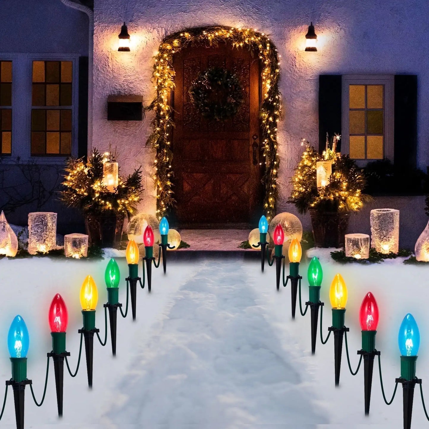 Joyfy Christmas Pathway Lights 24 LED C9 Walkway Lights