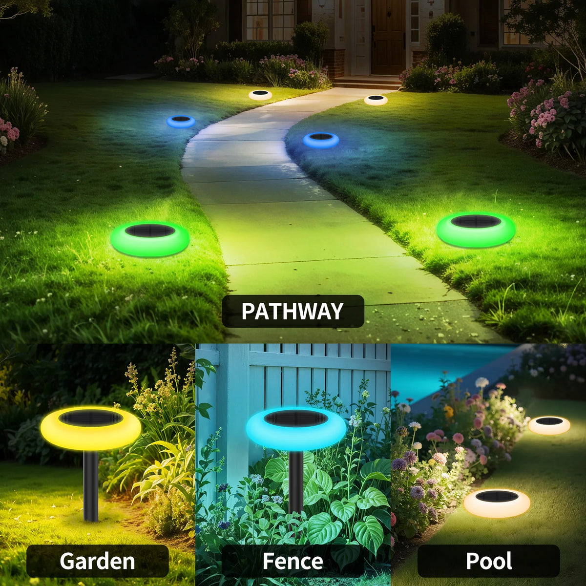 Intelamp Solar Outdoor Pathway Garden Lights For Patio Yard