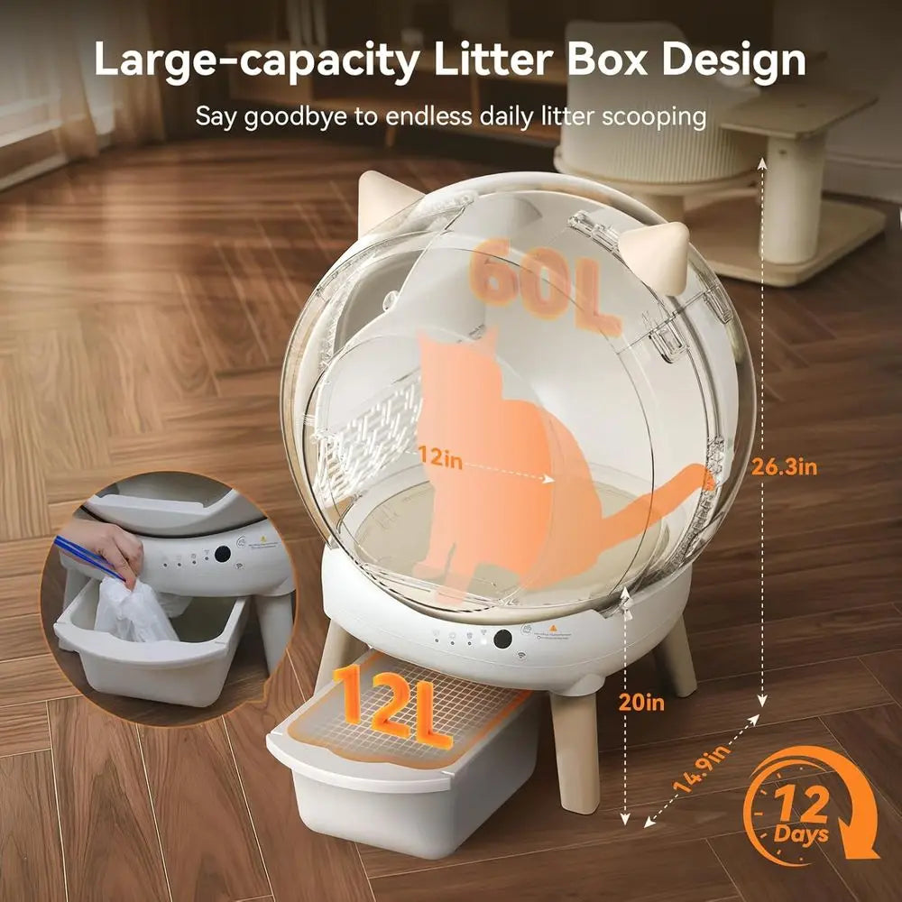 E2 Automatic Self Cleaning Litter Box For Cats With App