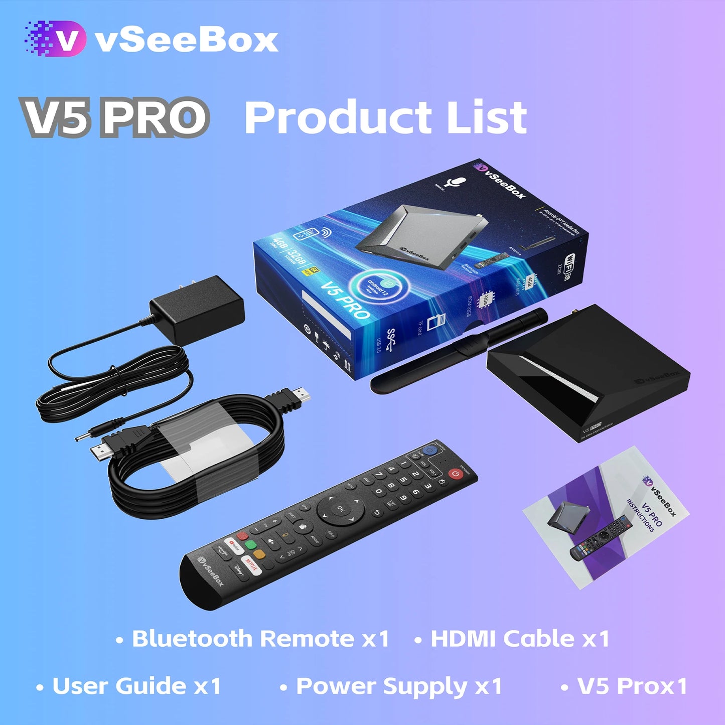 vSeeBox V5 Pro 32GB 8K HD Officially Authorized Voice Control