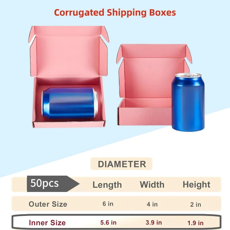 50pcs Christmas Pink Shipping Boxes Bulk 6x4x2 Inch Small Corrugated Cardboard Mailer Boxes for Small Business Gifts Jewelry