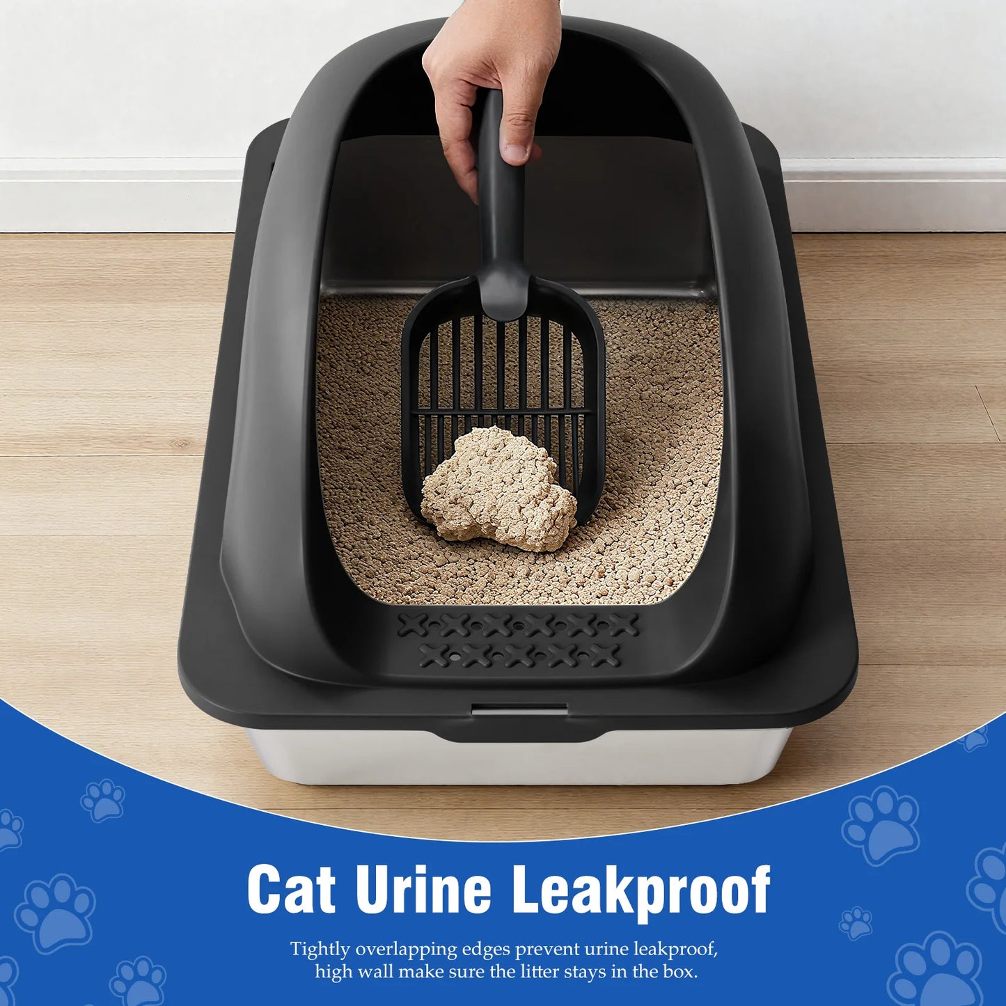 JHK Stainless Steel Cat Litter Box With Lid