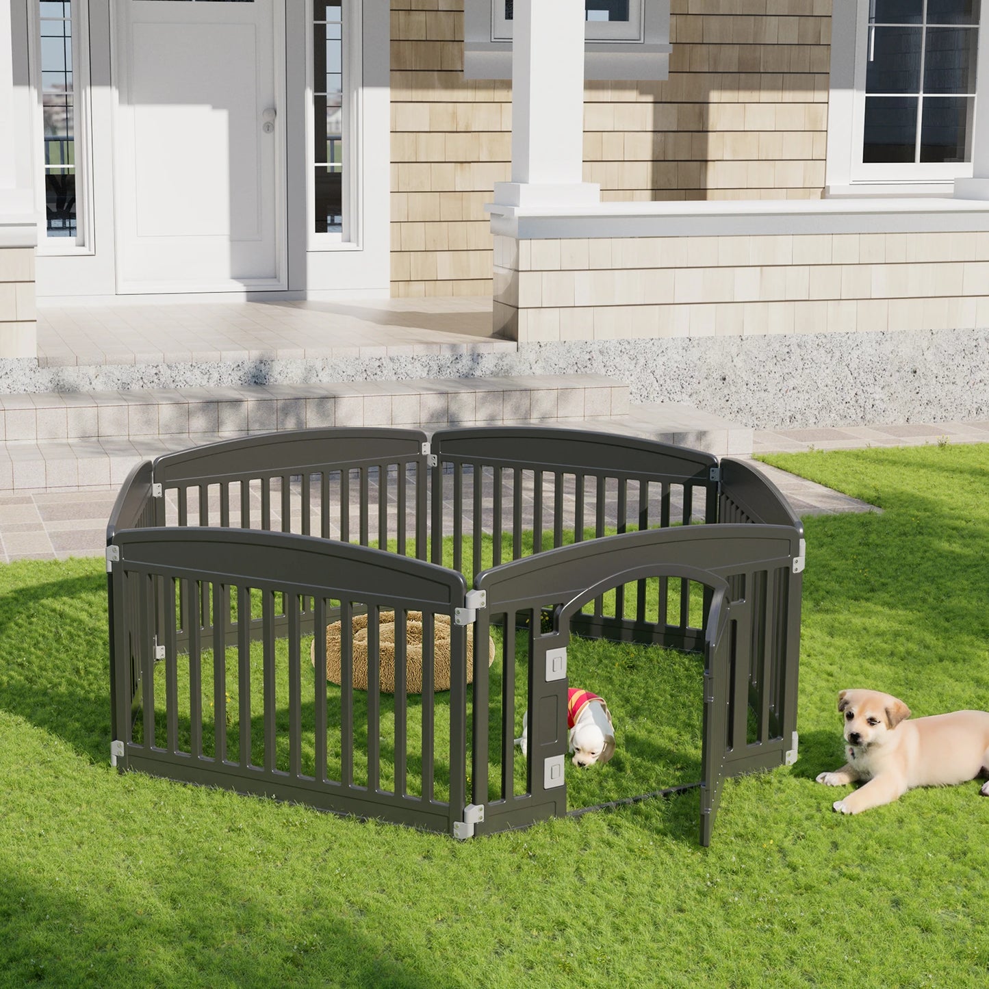 JHK Plastic Dog Playpen Portable Indoor Outdoor Fence