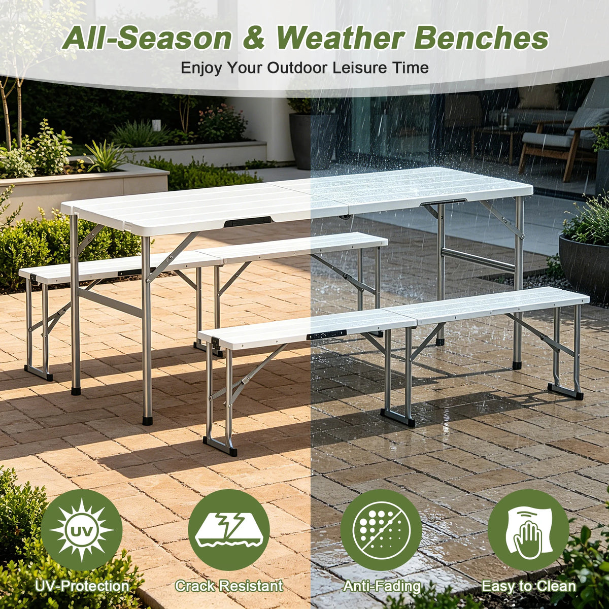 Evokeden Portable Folding Picnic Table Set For Outdoors