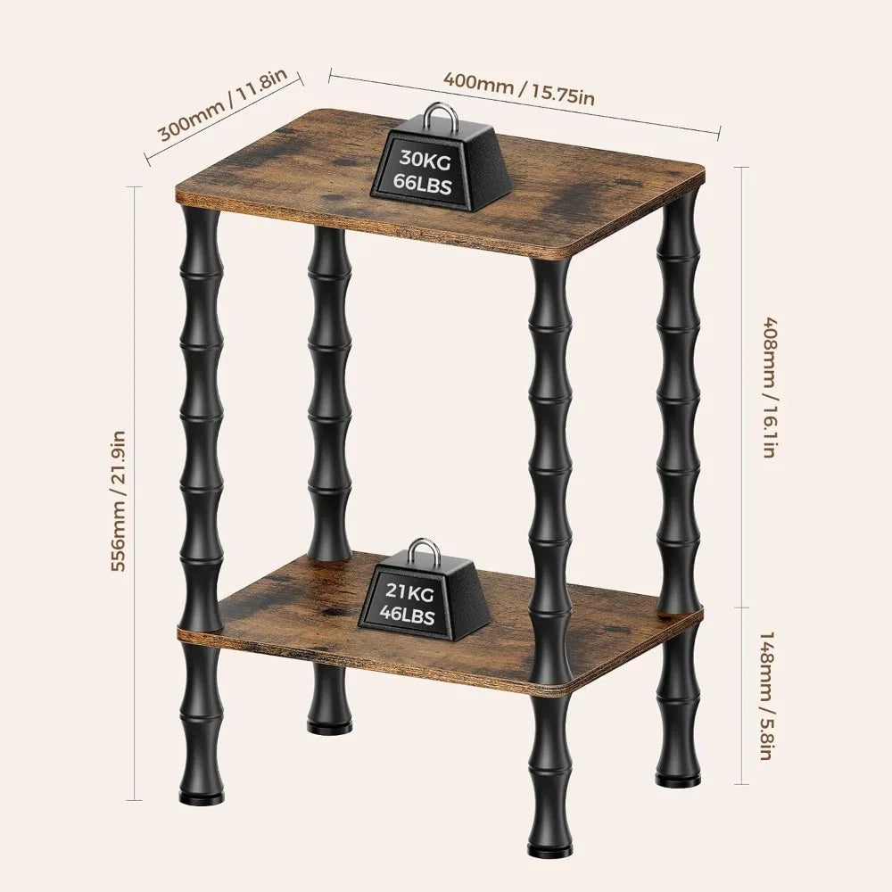 Side Table, 2-Tier End Table With Storage Shelf, Night Stand For Small Spaces, Modern Coffee Tables For Living Room, Bedr