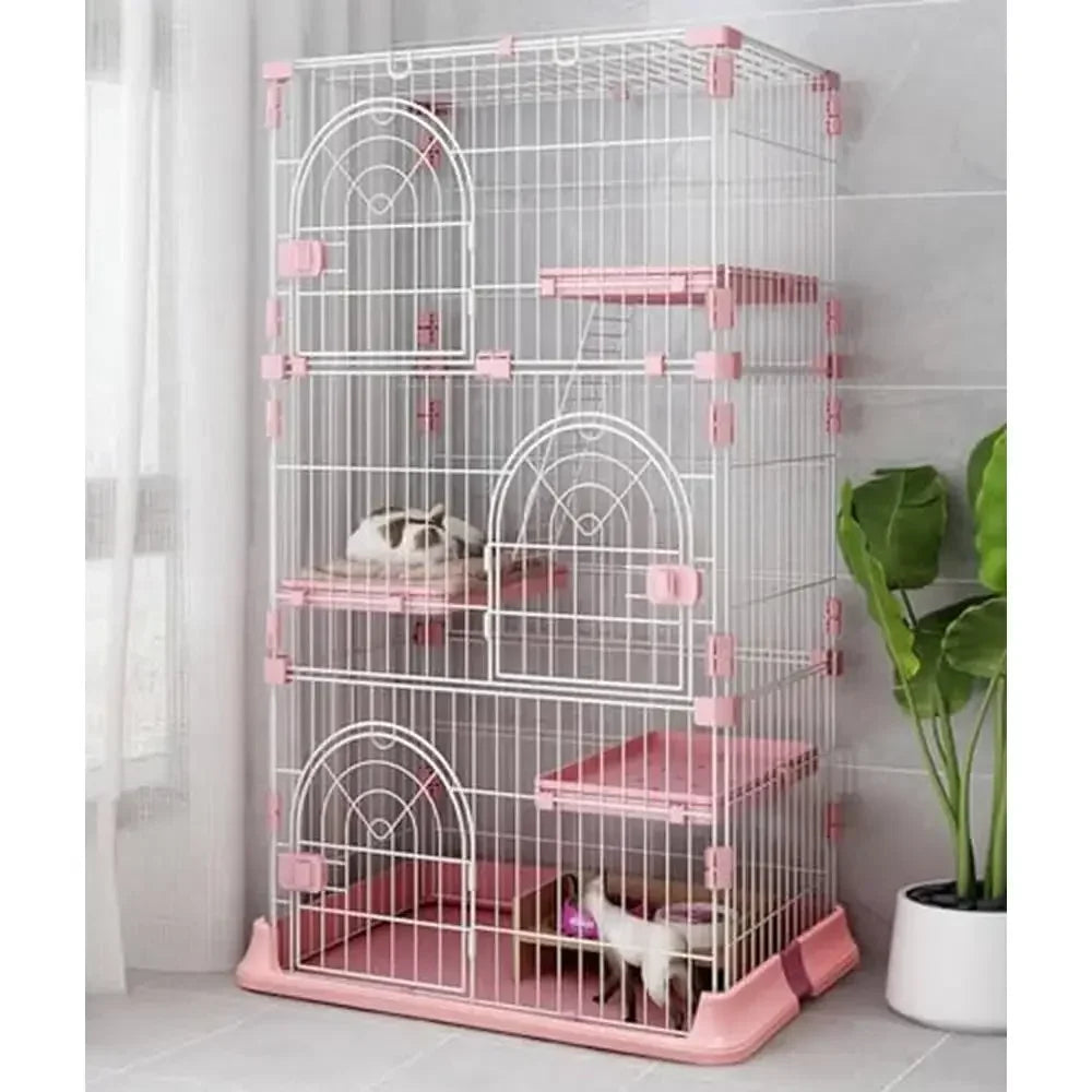 XMSJ Metal Cat Cage Indoor Playpen With 3 Platforms Ramp And Doors