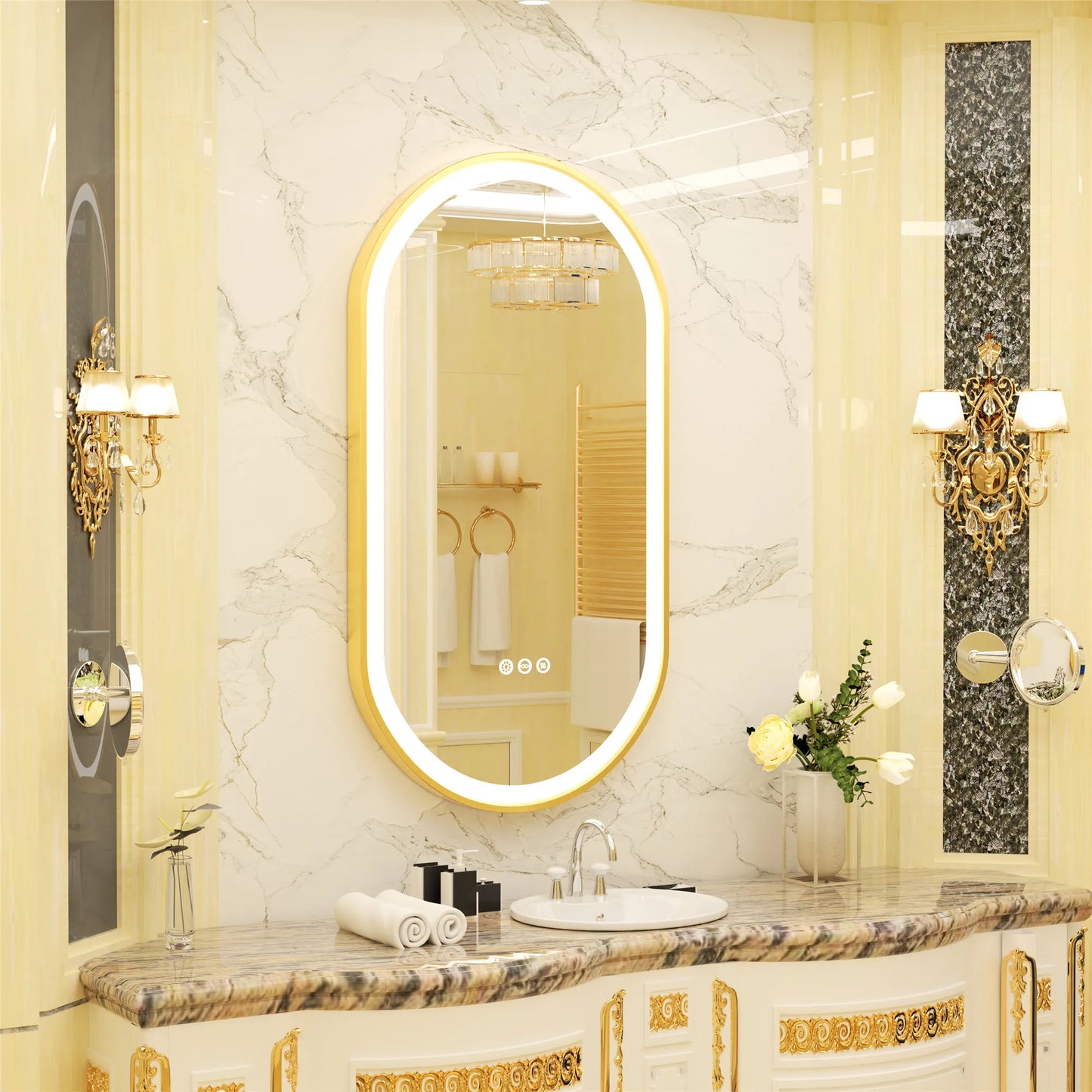 Wisfor Oval Vanity Mirror Dimmable LED Anti Fog Wall Mounted