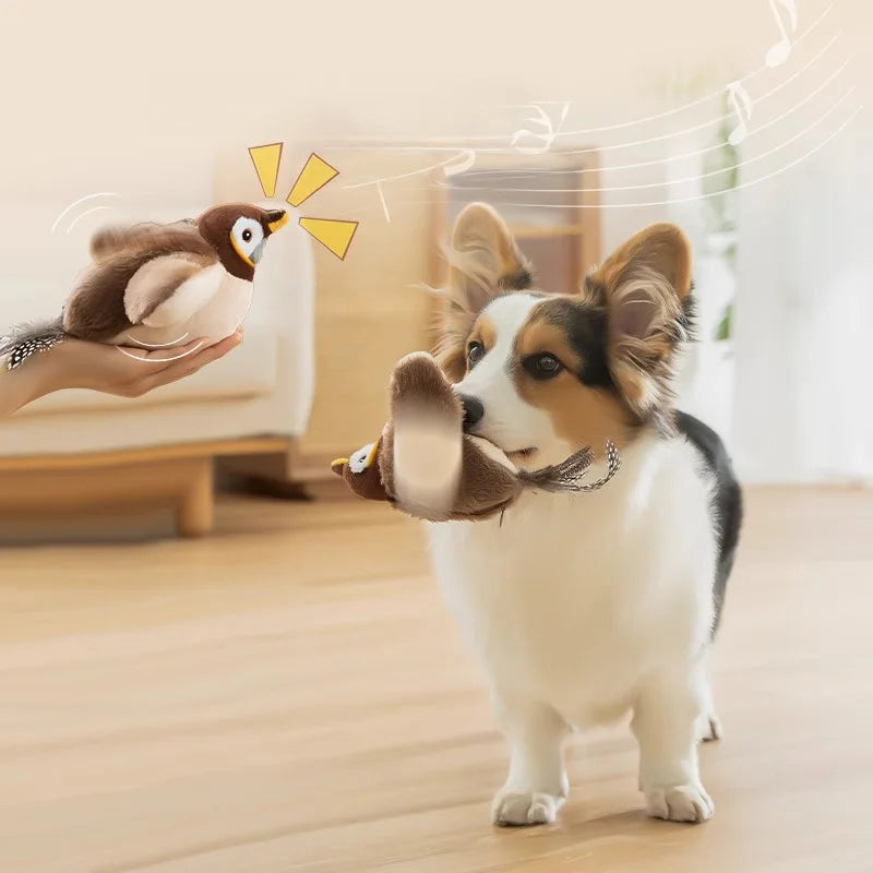Bird Shaped Interactive Cat Toy With Rechargeable Chirping Flapping Plush