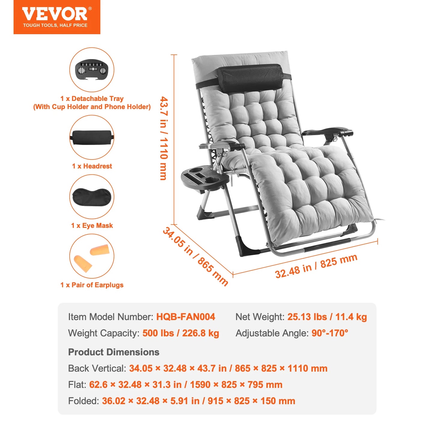SucceBuy Zero Gravity Chair Anti Gravity Recliner With Footrest Cupholder