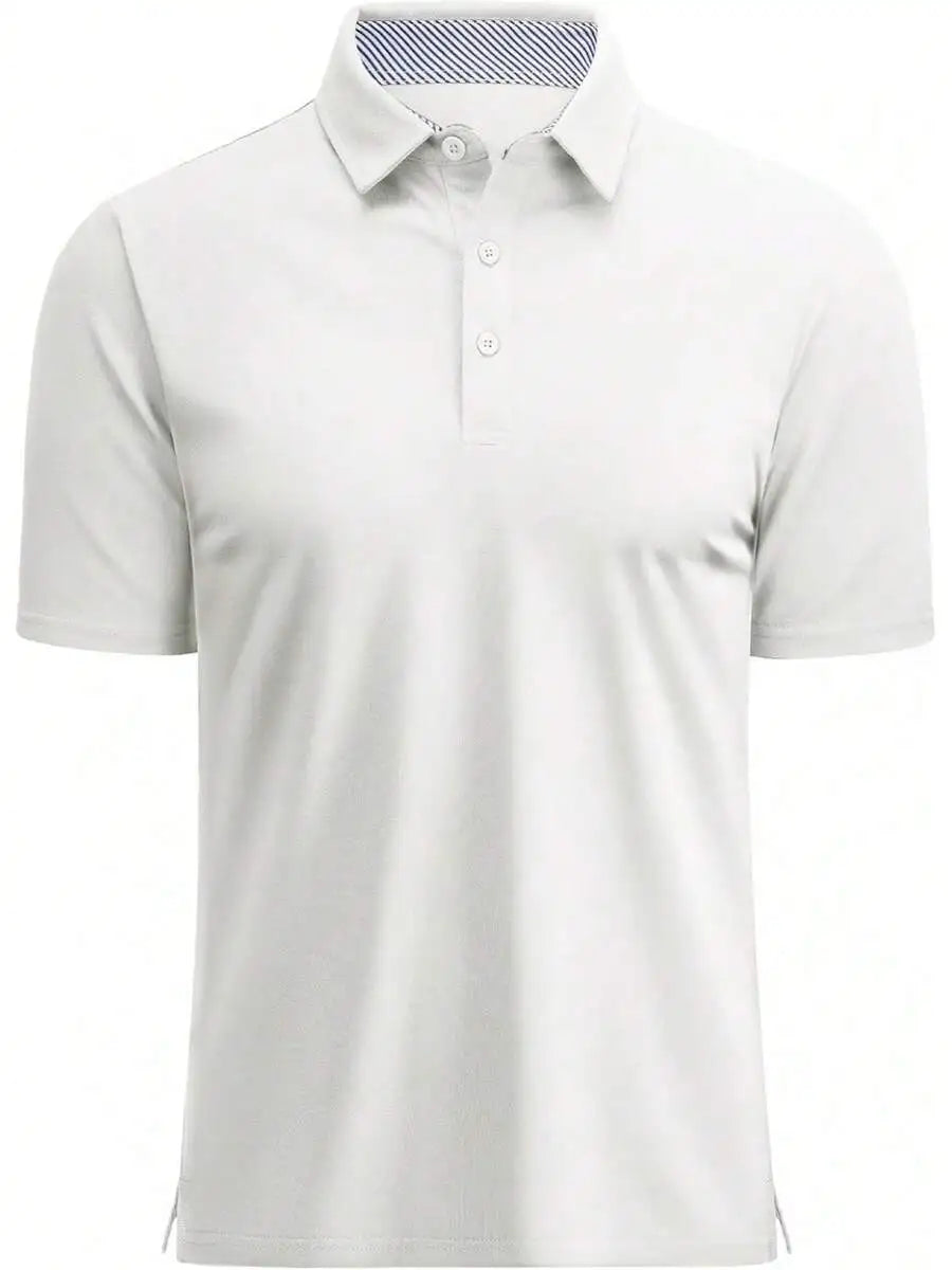 Mens Short Sleeve Cotton Pique 3-Button Classic Fit Casual Golf Shirt