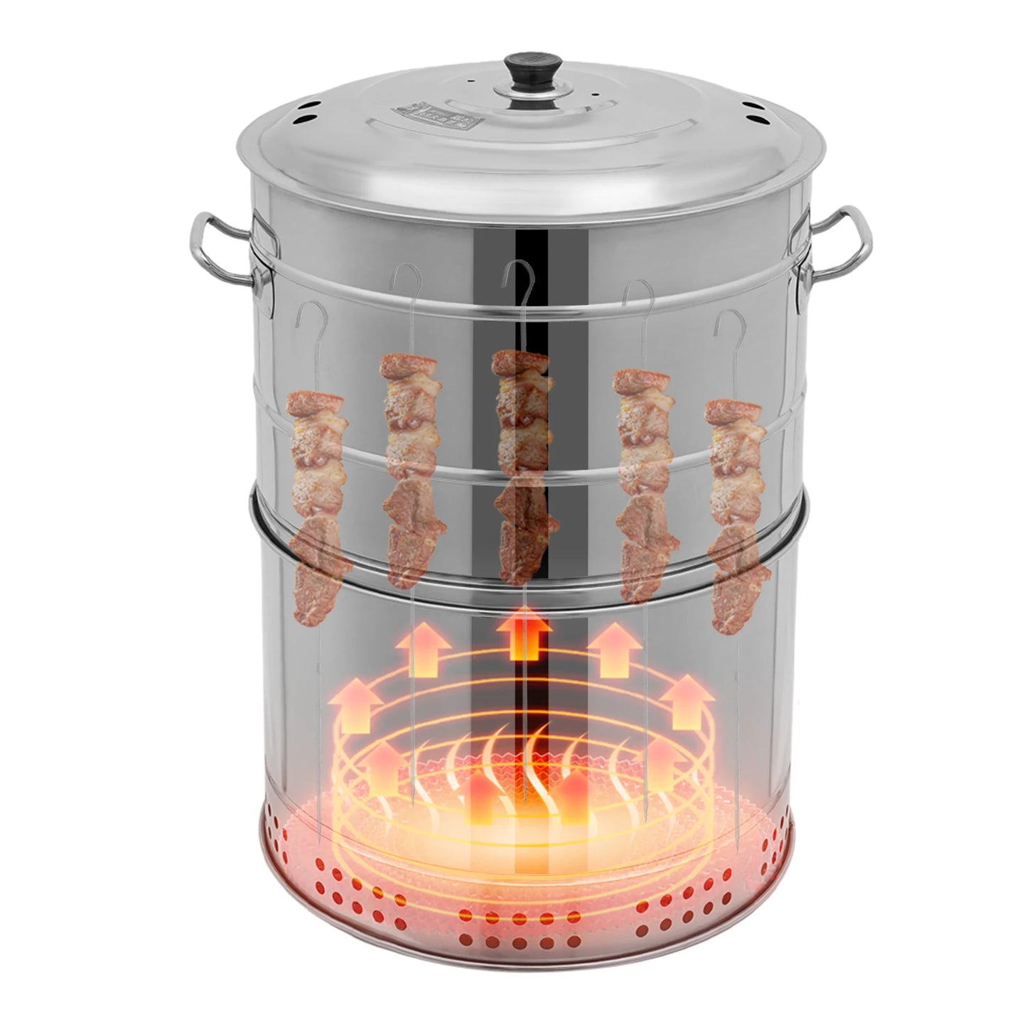 Bymaocar Stainless Portable Charcoal Grill Barrel 360 Smokeless Outdoor