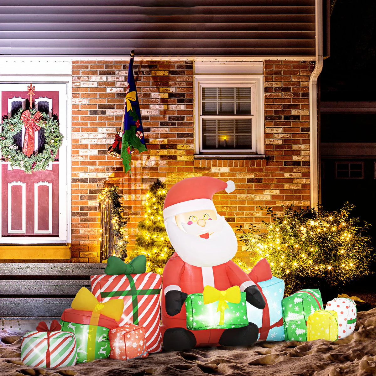 Outsunny Santa Claus Inflatable With Gift Boxes And Led Lights