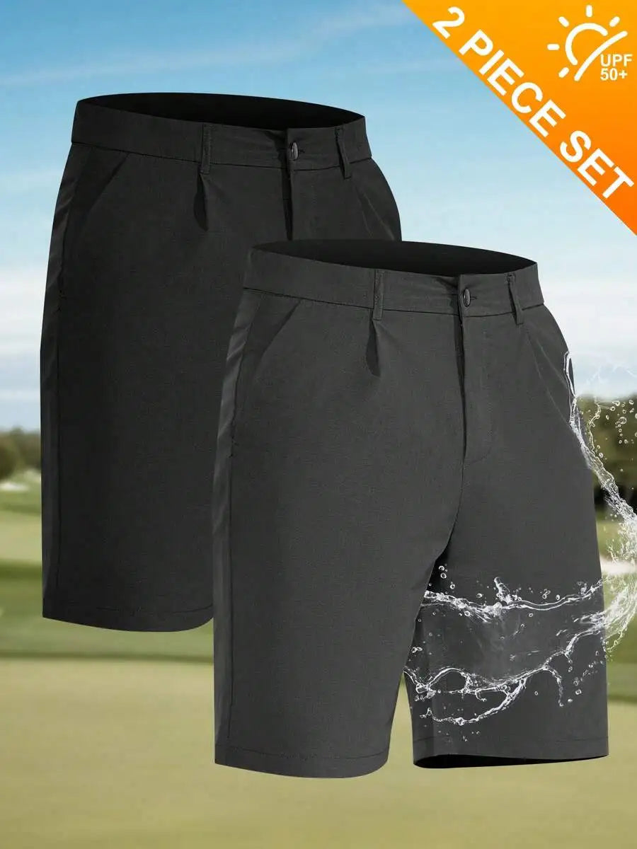 Mens 9 Inch Golf Shorts Stretch Quick Dry UPF 50+ Lightweight Flat Front Hiking Work Shorts With 5 Pockets