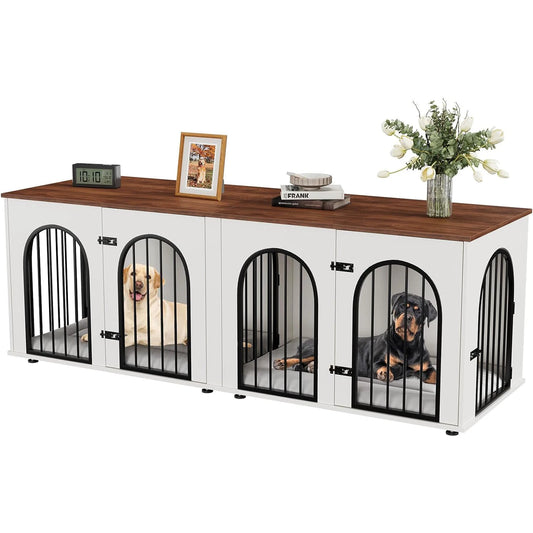 HiMISS Dog Crate Furniture TV Stand For Two Dogs