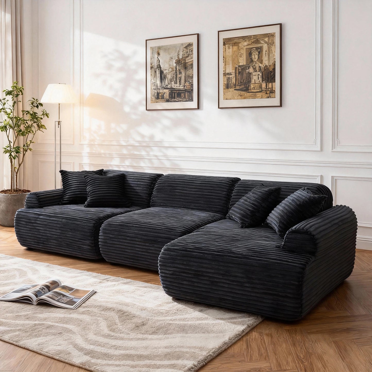 L-Shaped Modular Leather Sofa For Families