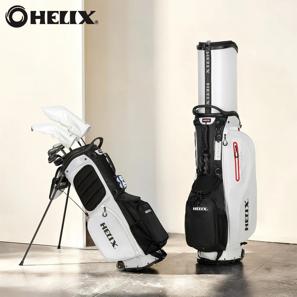 Helix Golf Stand Bag With Retractable Top Cover And Wheels