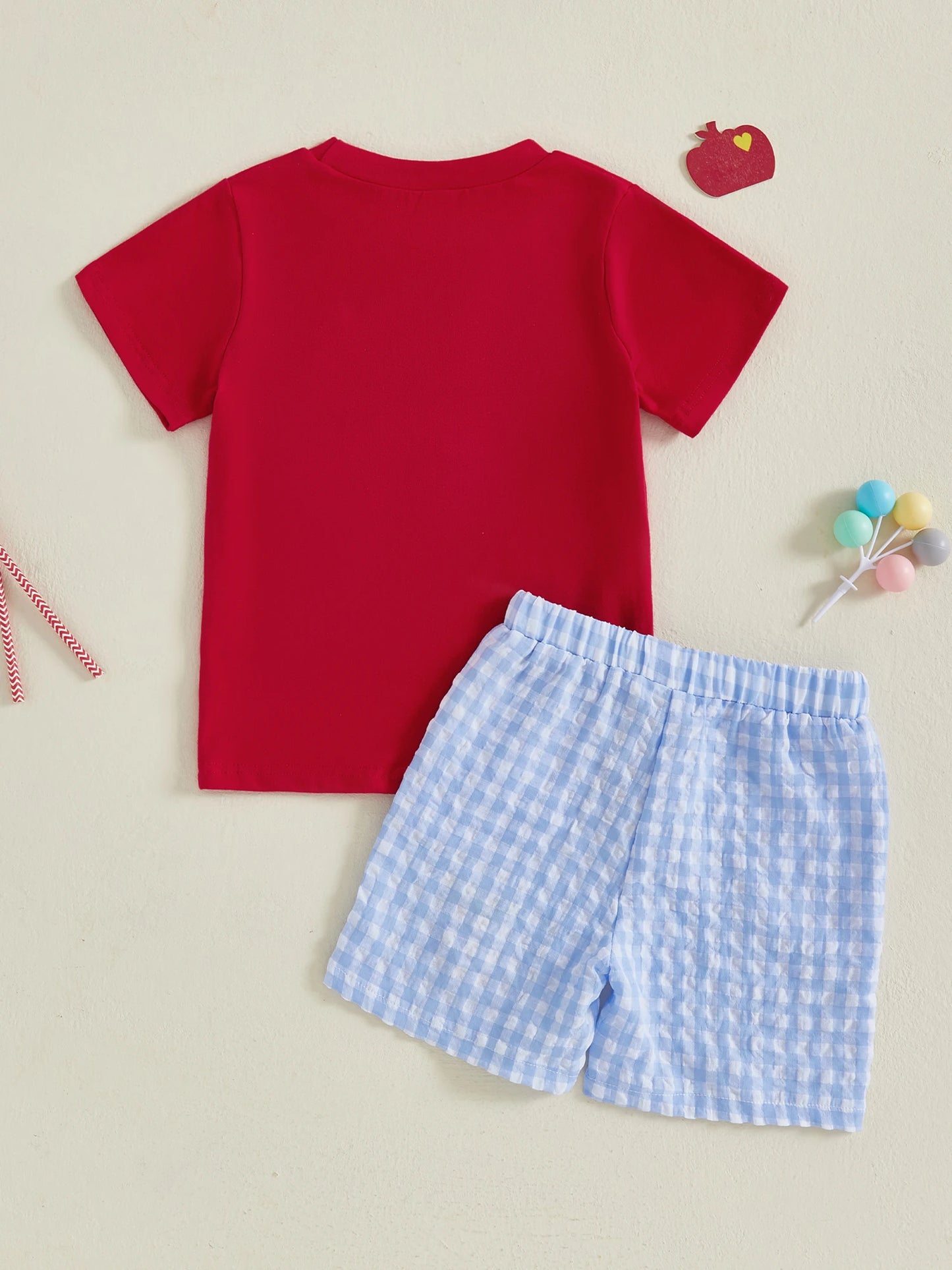 Boy s Back to School Summer Outfits Pineapple Print Short Sleeve Round Neck T-Shirts with Denim Elastic Waist Shorts