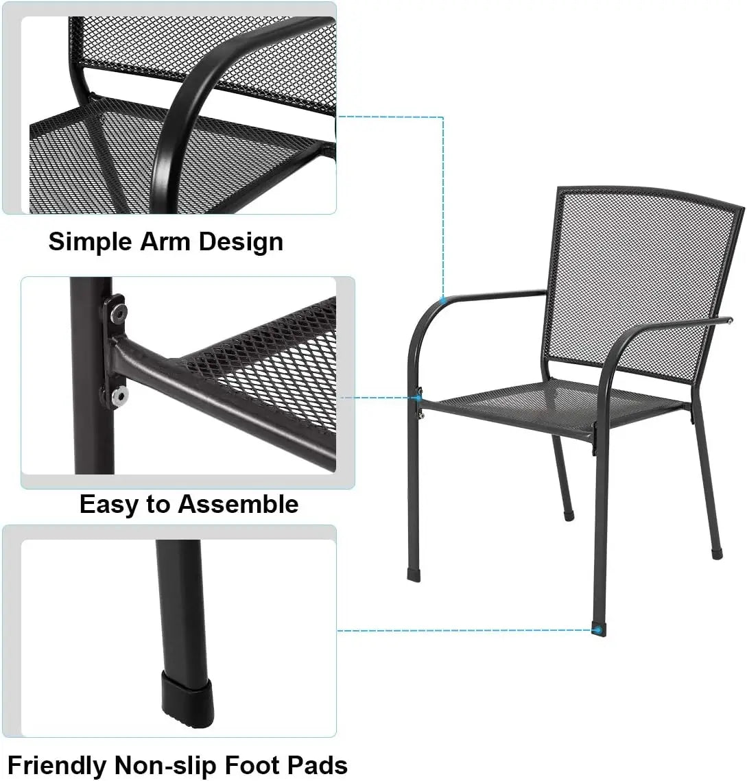 5 Piece Outdoor Table and Chair, Patio Outdoor Dining Set with 1.73" Umbrella Hole, Patio Table and Chair Set of 4 for Garden