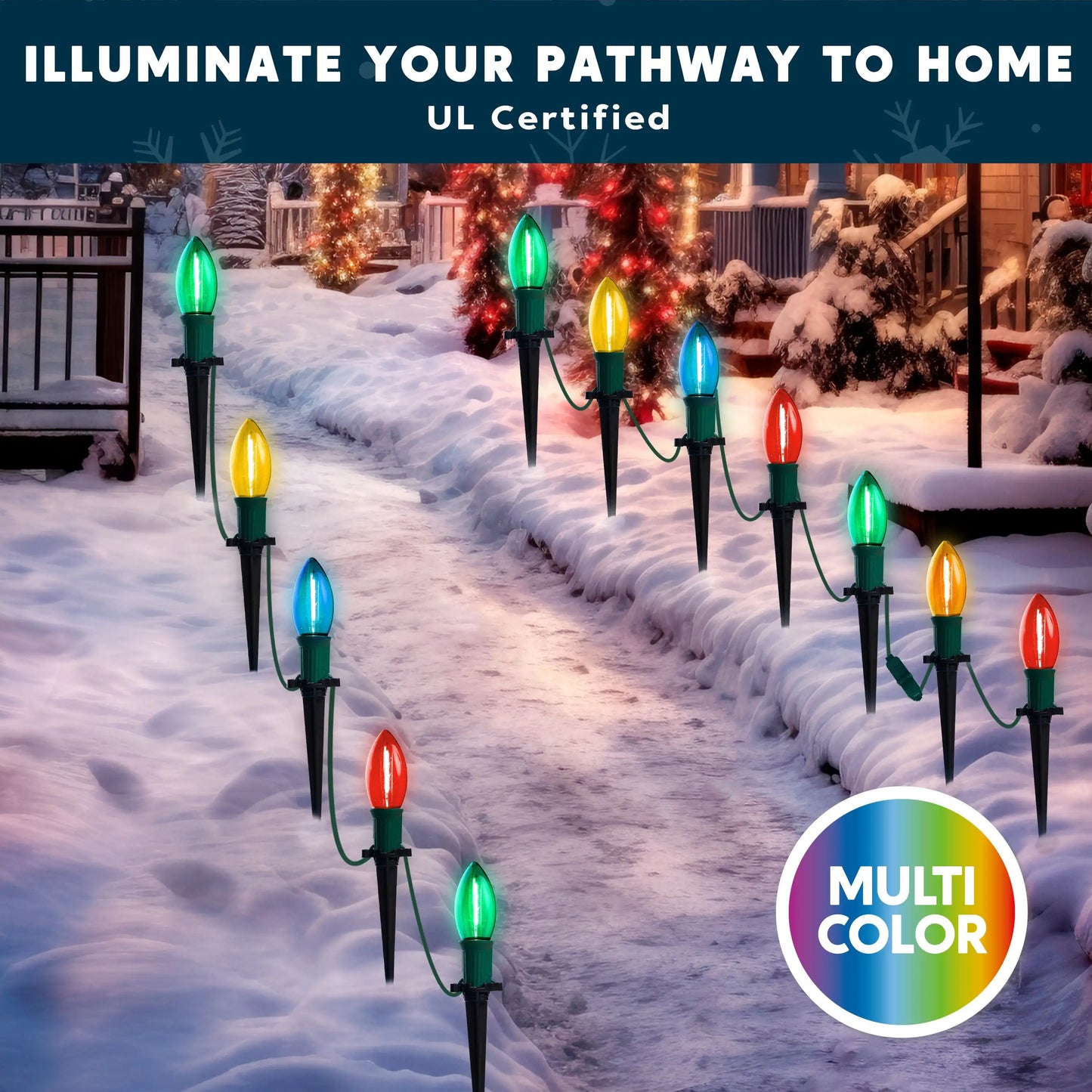 Joyfy Christmas Pathway Lights 24 LED C9 Walkway Lights
