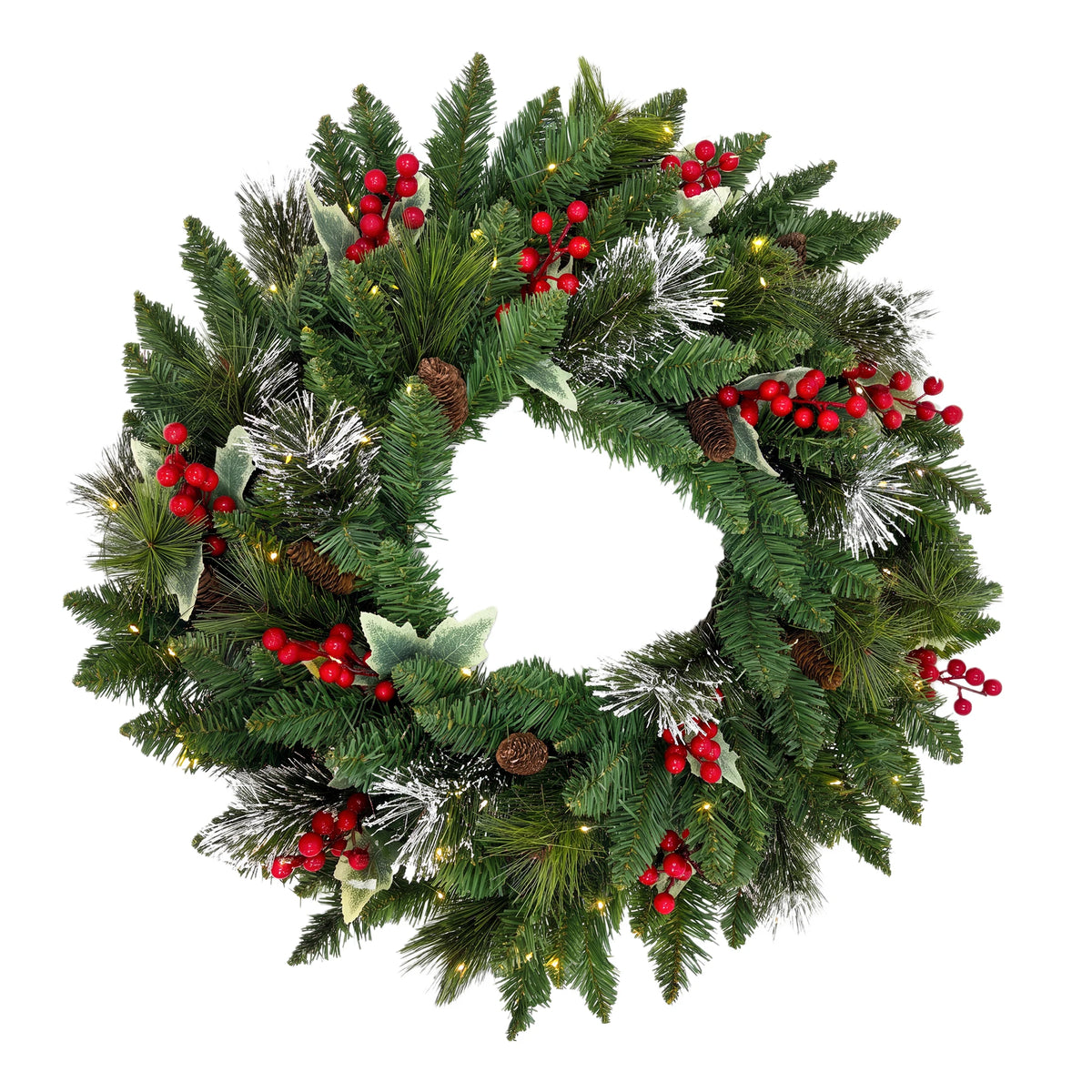 HiMISS Christmas Door Wreath With LED Lights For Holiday Decor