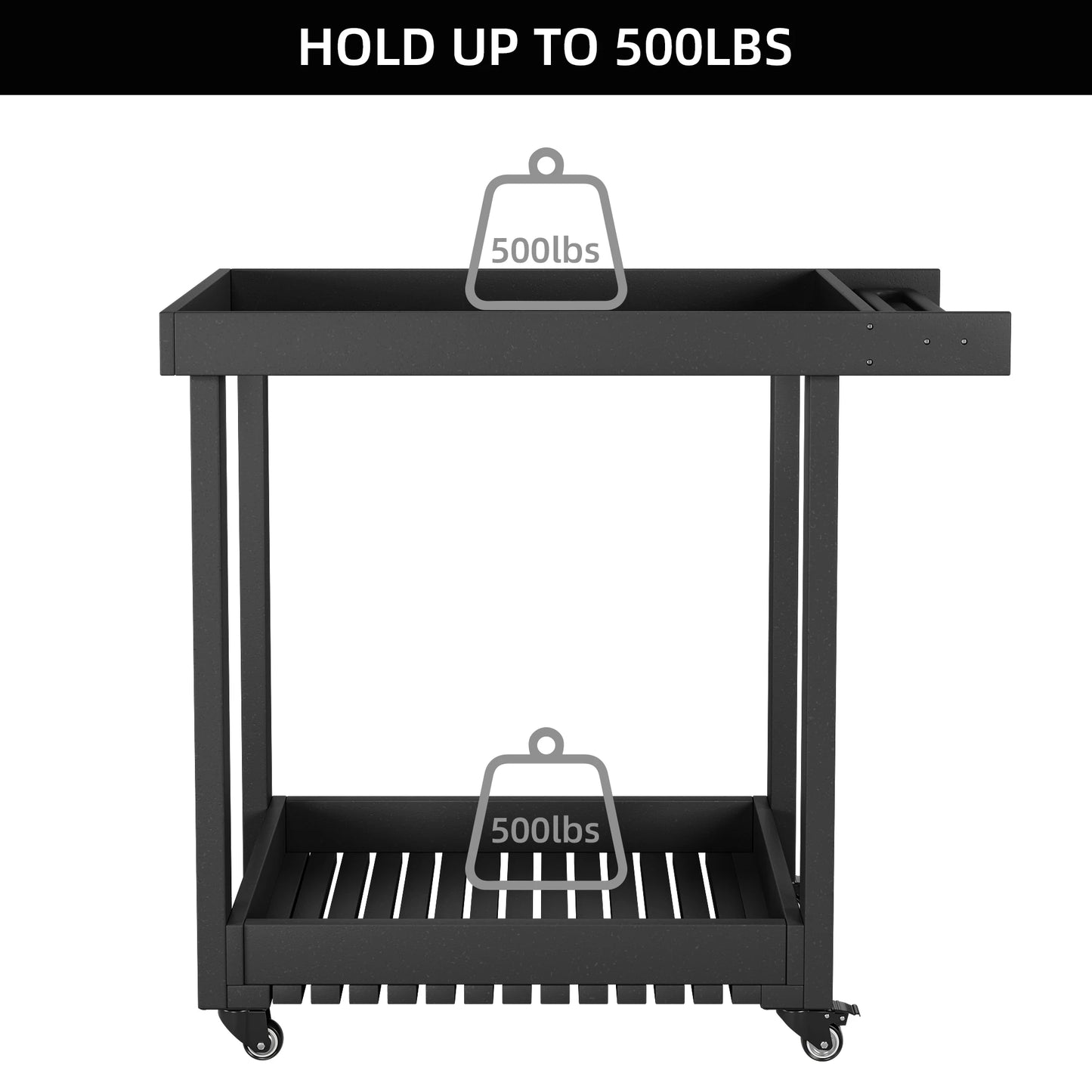 HDPE Trolley Dining Cart With Four Wheels And Double Shelf