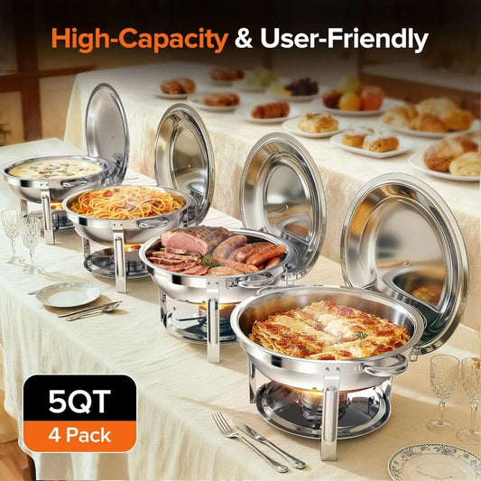 Stainless Steel Chafing Dish Set With Lid Holder For Buffet Events