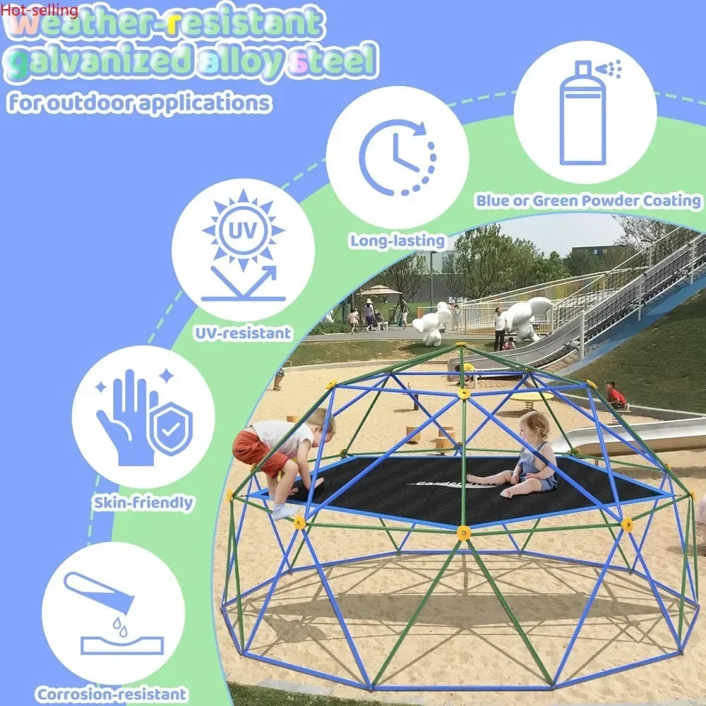 BestsellerGardenature 10FT Climbing Dome with Hammock, Outdoor Jungle Gym for Kids, Geometric Dome Climber Supporting 880 Lbs An