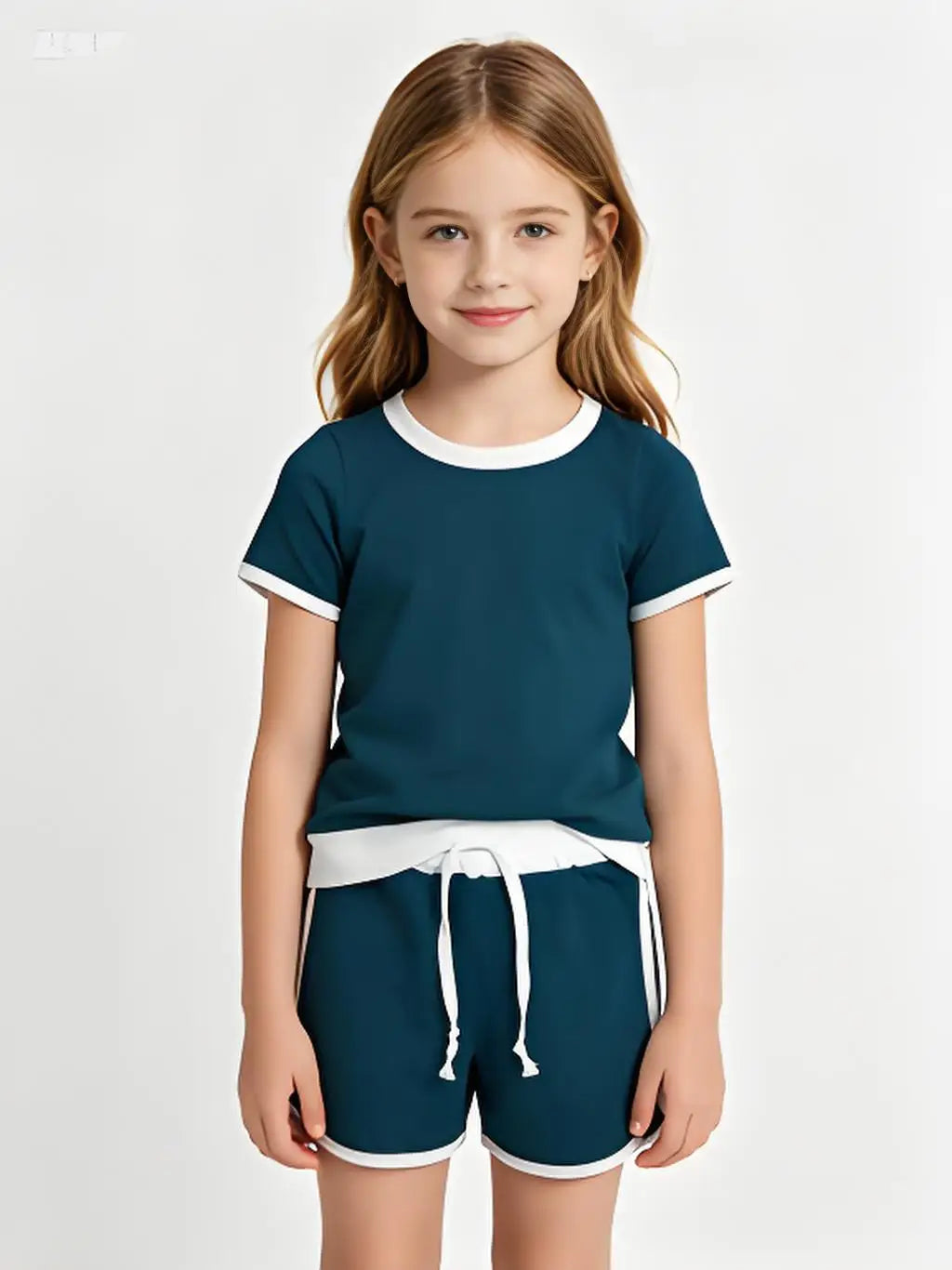 Baby Girls Cotton Short Sleeve Shirt And Skirt Set