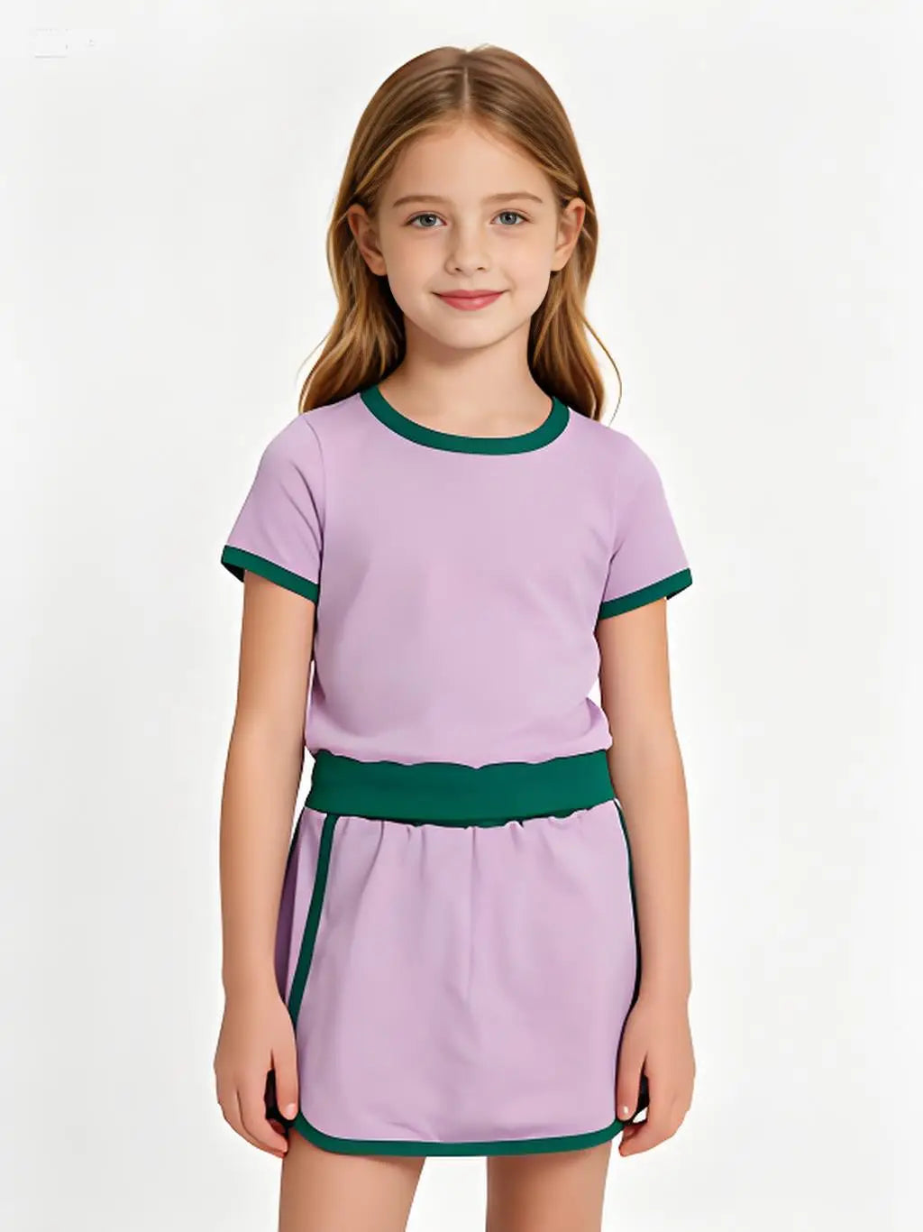 Baby Girls Cotton Short Sleeve Shirt And Skirt Set