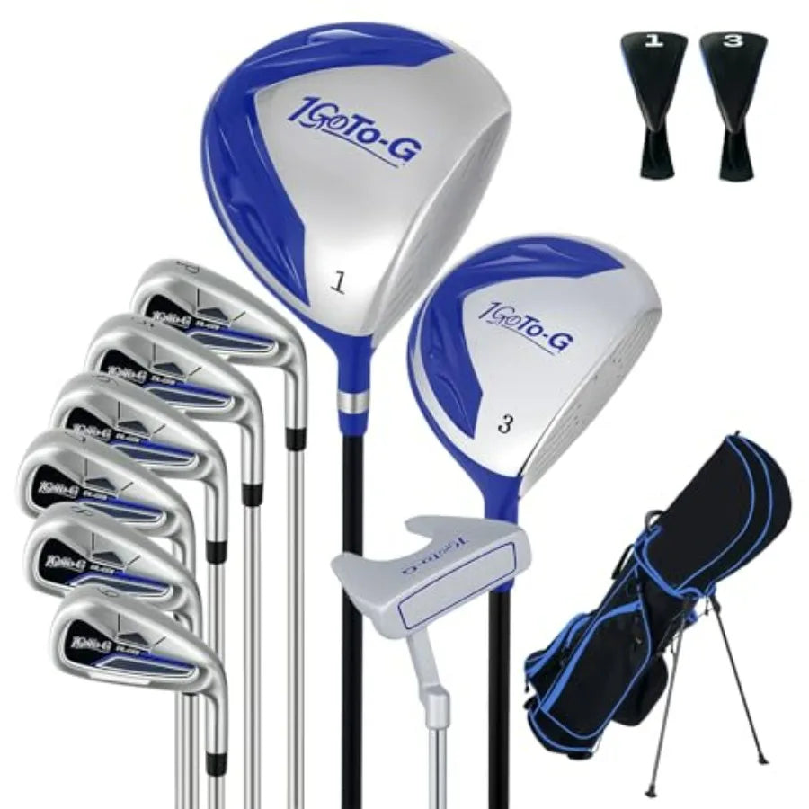 Golf Clubs Set for Men, Complete Mens Golf Clubs Full Set Right Handed Includes Stand Bag with Rain Hood, 1#Driver 3#Wood 5# 6#