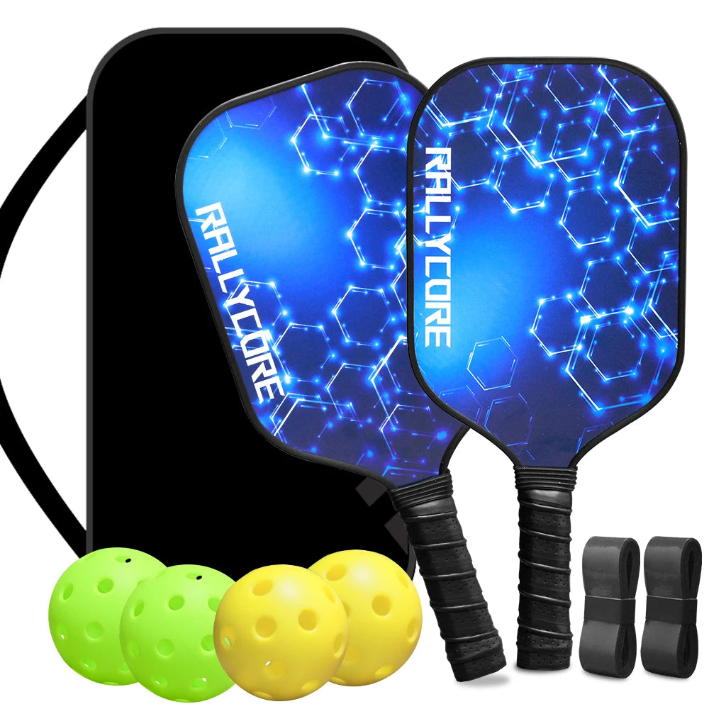 Premium Pickleball Paddles Set of 2 | Includes 4 Balls & Carry Bag | Indoor/Outdoor Use for Adults & Youth