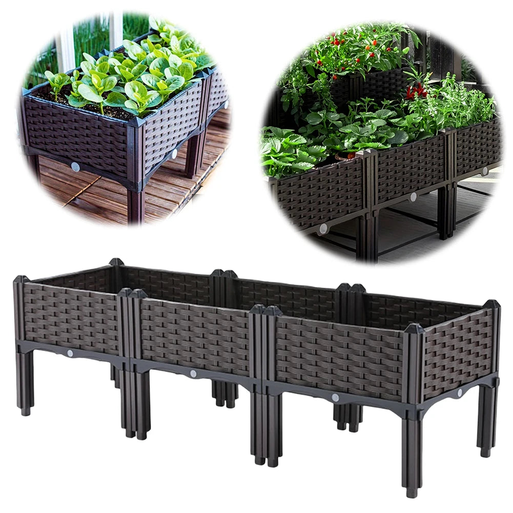 Plastic Raised Garden Bed With Legs Planter Indoor Outdoor