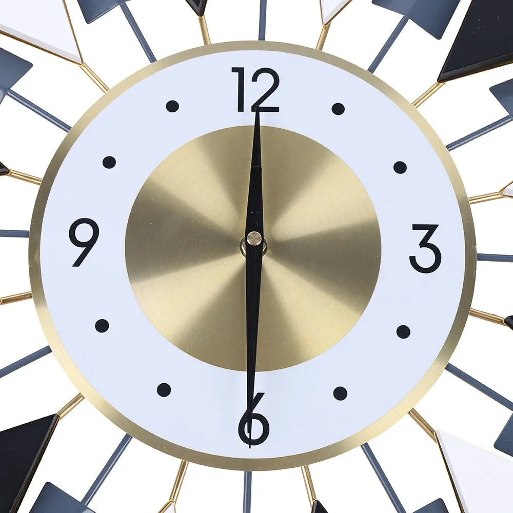 23.6 Inch Modern Large Decorative Wall Clock Silent Non Ticking,Retro Star VWall Clock Decor,Battery Operated Sun Wall Clock
