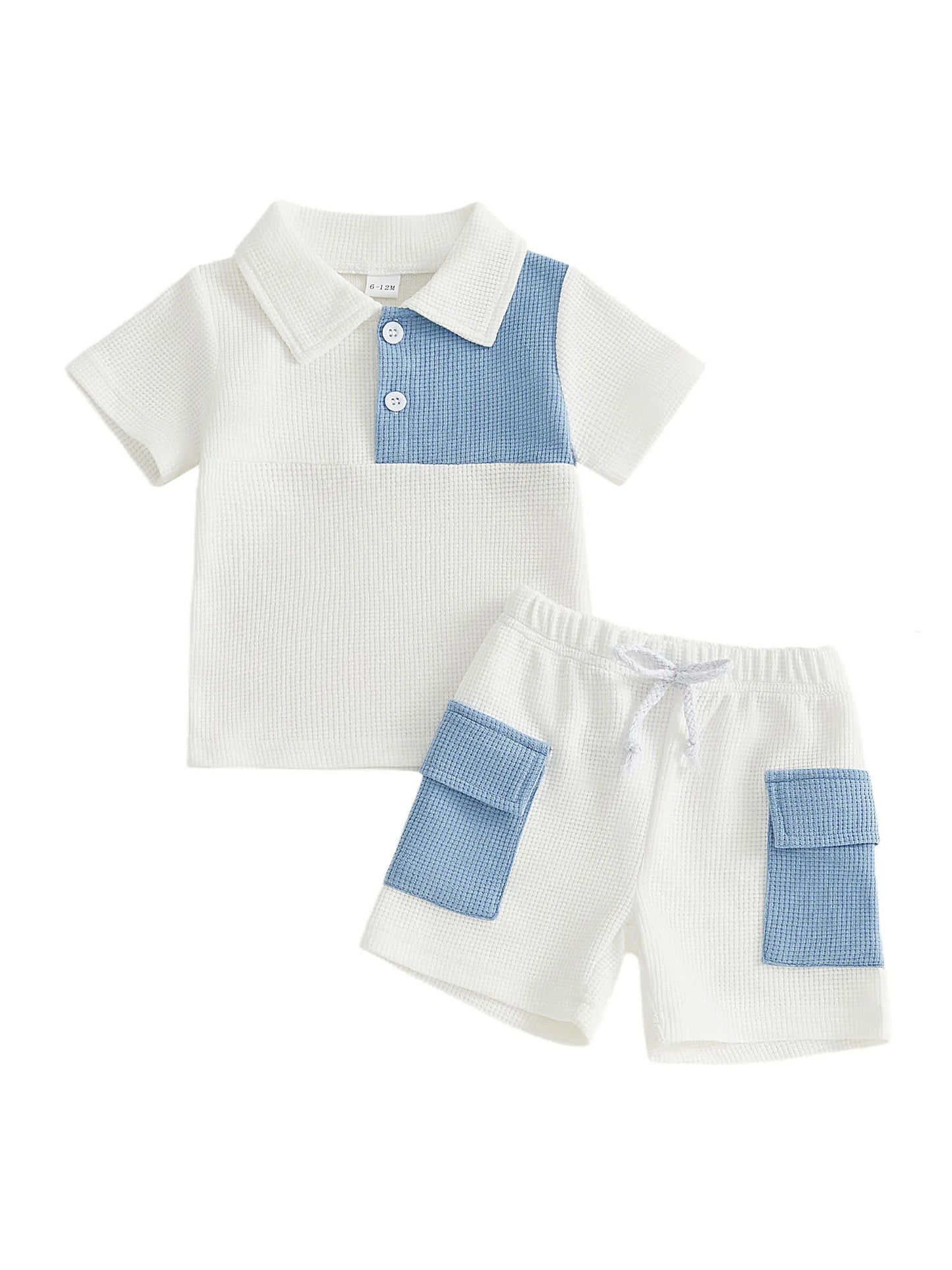Infant Boy s Stylish Summer Ensemble Short Sleeve  Shirt and Cargo Shorts Combo for a Cool Look