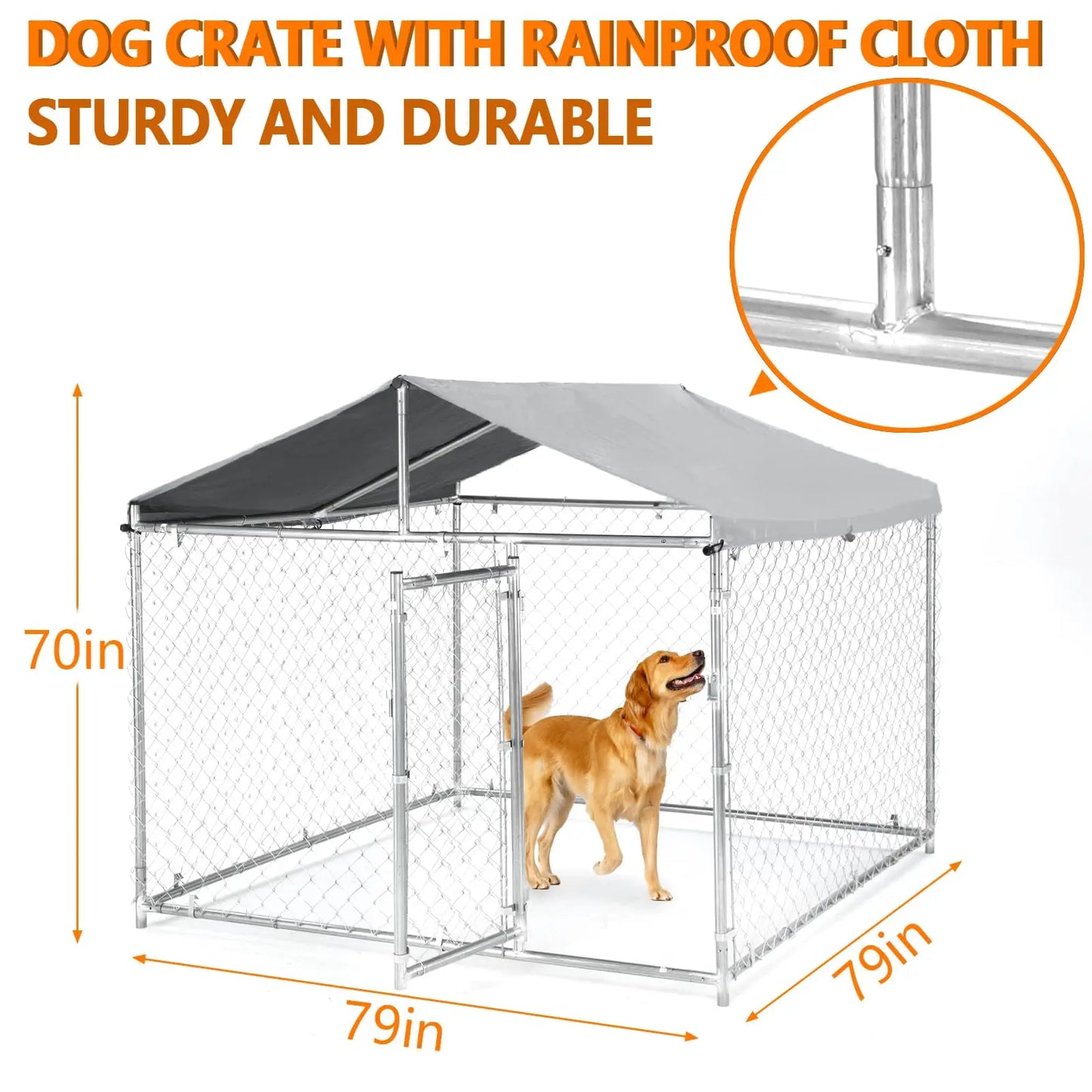 HiMISS Heavy Duty Outdoor Metal Dog Kennel With UV Cover
