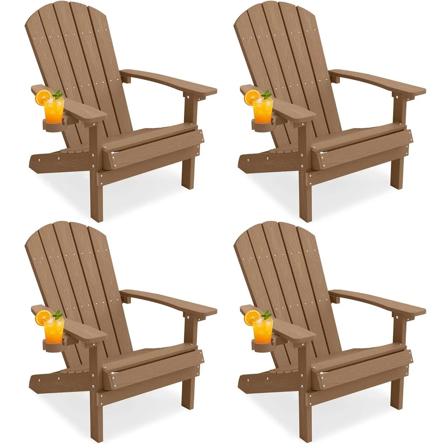 Adirondack Chairs Set of 4 Plastic Weather Resistant-Grey, Modern Poly Lumber Outdoor Chairs Like Real Wood, Widely, Customized