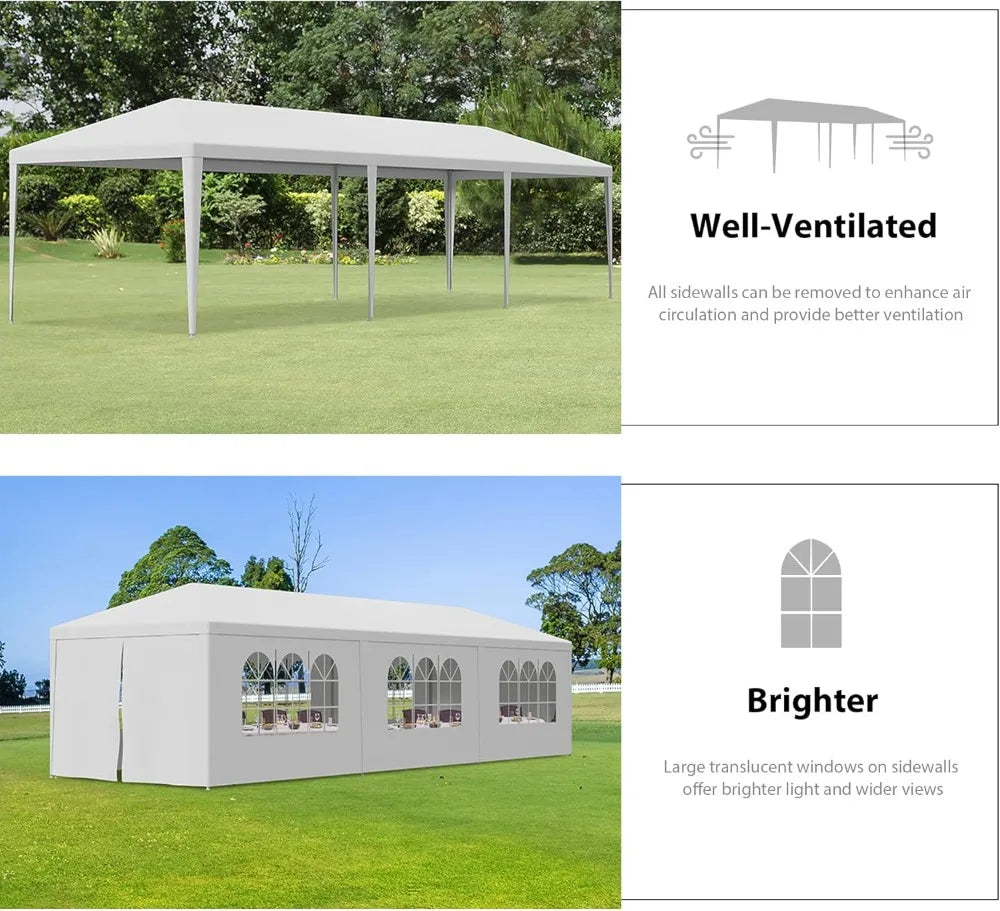 10'x30' Outdoor Party Tent Heavy Duty Large Backyard Canopy Tent Cater Party Favor Supplies Patio Gazebo for Outdoor Events