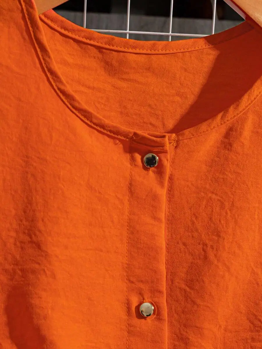 Sleeveless Single-Breasted Burgundy Casual Dress With Belt