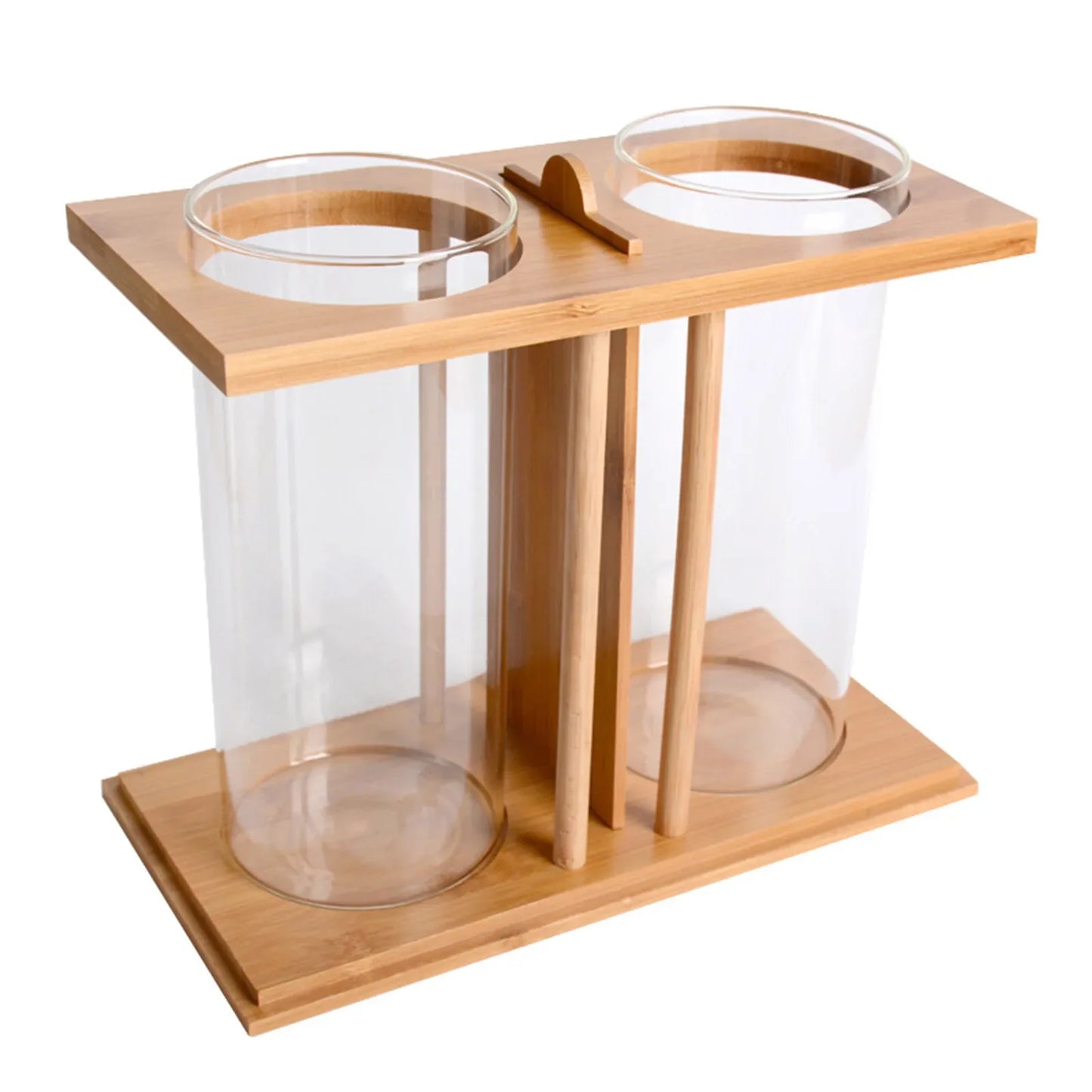 Creative Bamboo Wood Ecological Fish Tank Dual Glass Desktop Mini DIY Goldfish Betta Fish Tank Micro Landscape Tank