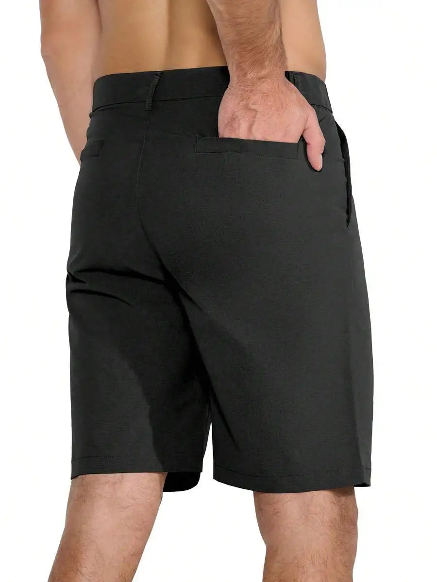 Mens 9 Inch Golf Shorts Stretch Quick Dry UPF 50+ Lightweight Flat Front Hiking Work Shorts With 5 Pockets