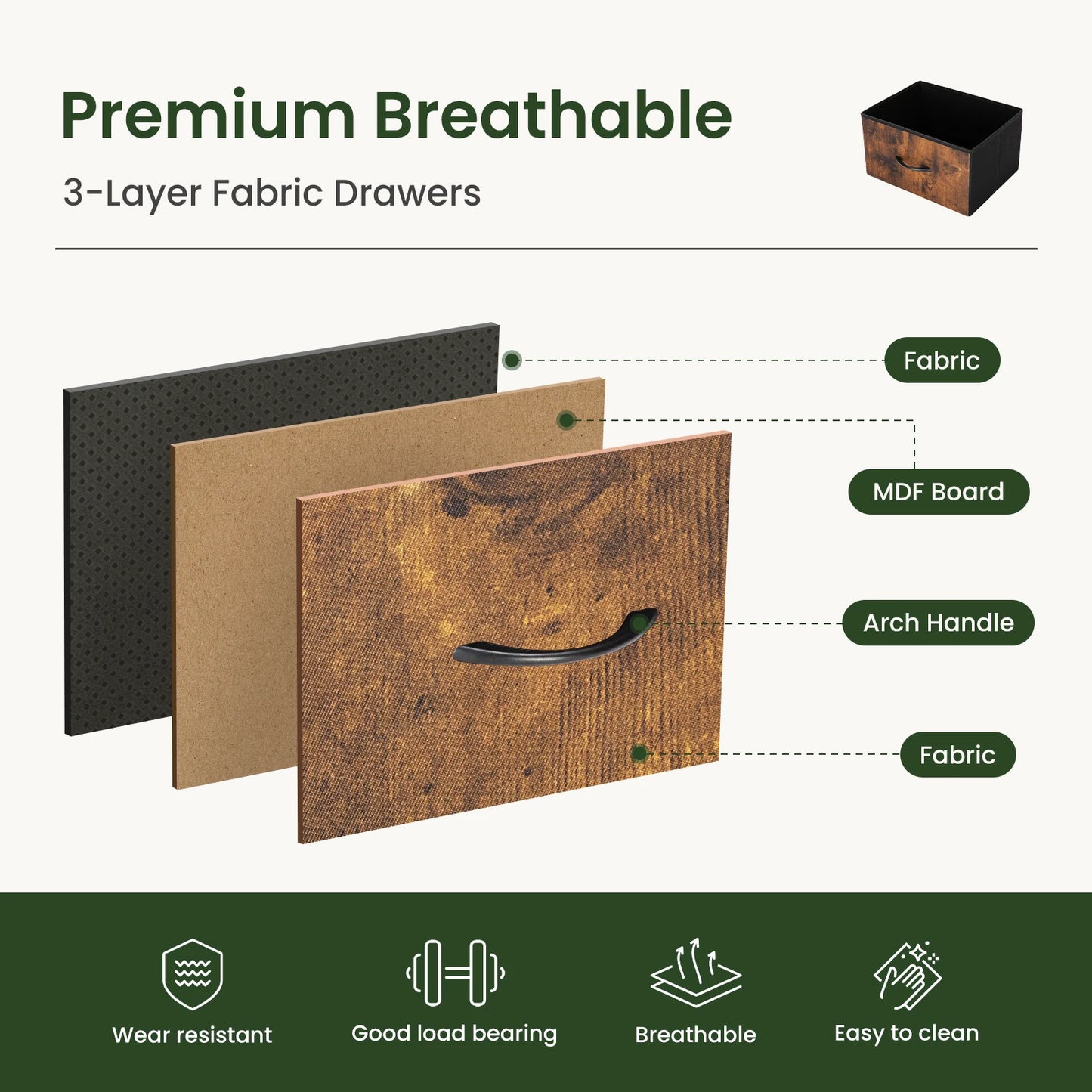 JHK Mobile File Cabinet with 2 Fabric Drawers Printer Stand with Open Shelf & Side Storage Bag Under Desk Office Storage Cabinet with Wheels Rolling Filing Cabinet for A4/Letter Size Files