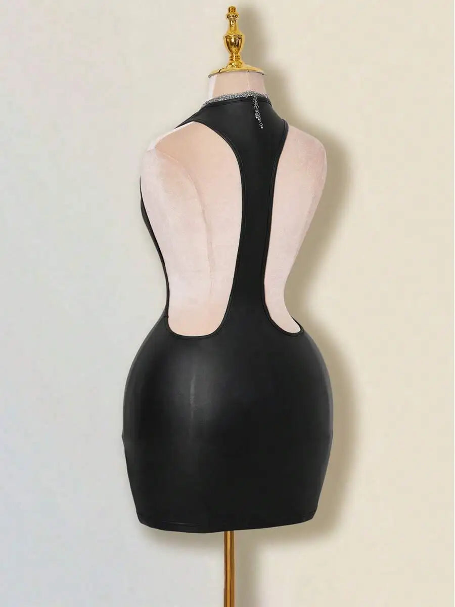 White Bodycon Mini Dress with Criss-Cross Backless Design