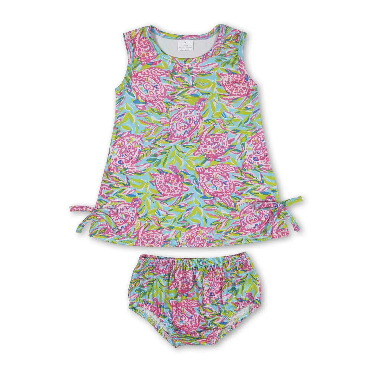 Sibling Baby Girls Flowers Tunic Top Bummies Outfits Sets