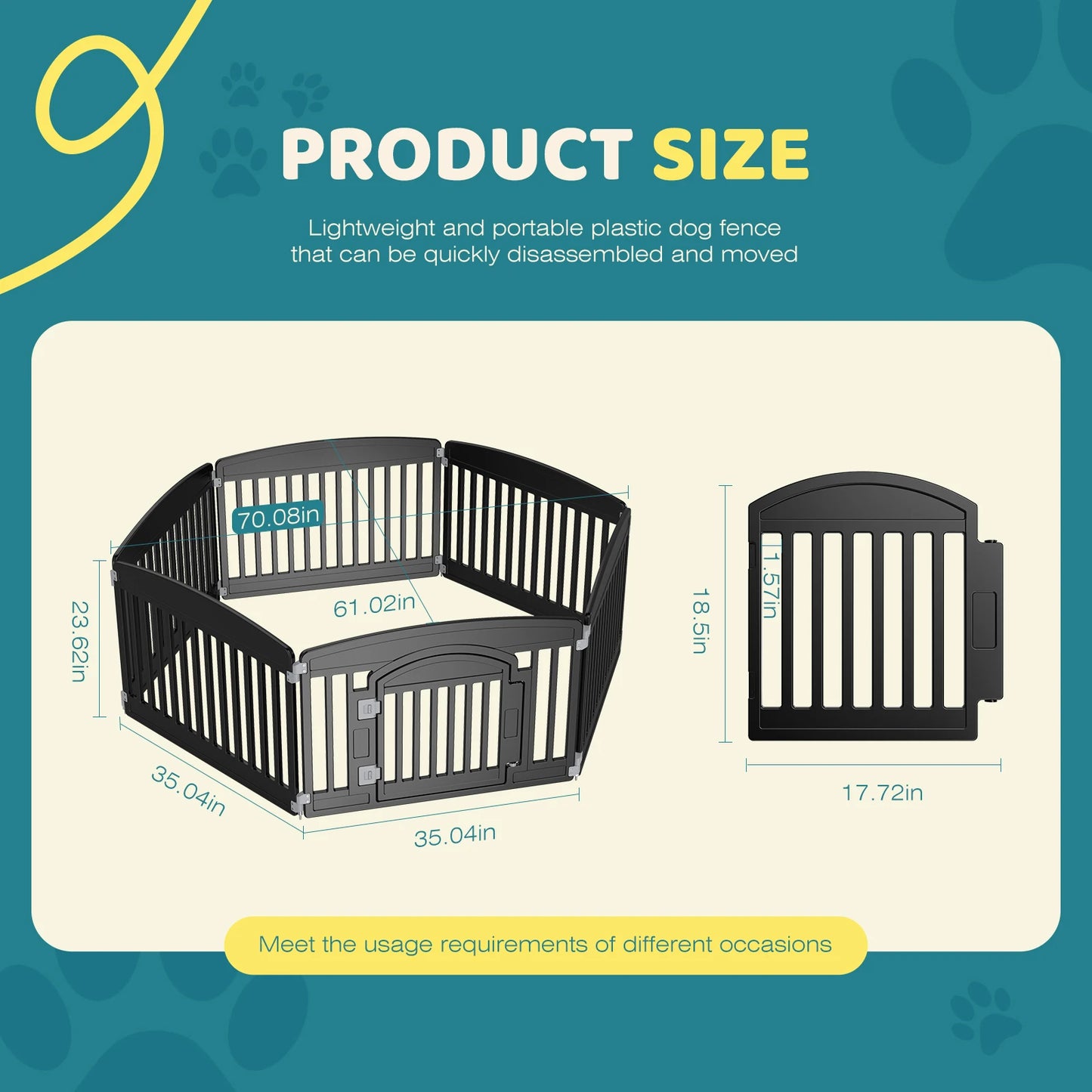 JHK Plastic Dog Playpen Portable Indoor Outdoor Fence