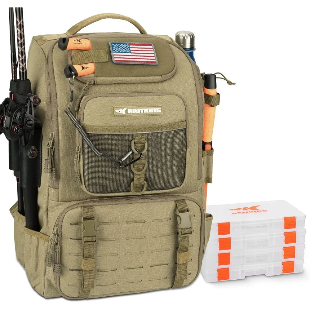 YTYIN Fishing Tackle Backpack With Rod Holder 4 Tackle Boxes