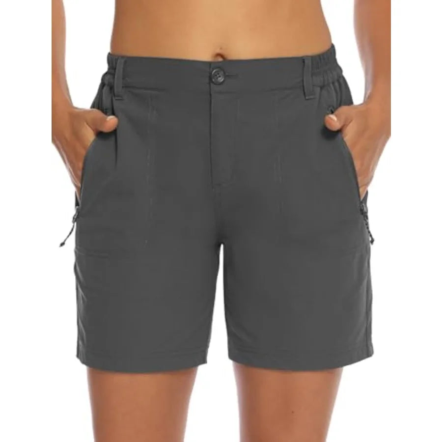 TBMPOY Women's 6" Hiking Cargo Shorts Quick Dry with Pockets Work Golf Short Lightweight Outdoor Active Summer for Women