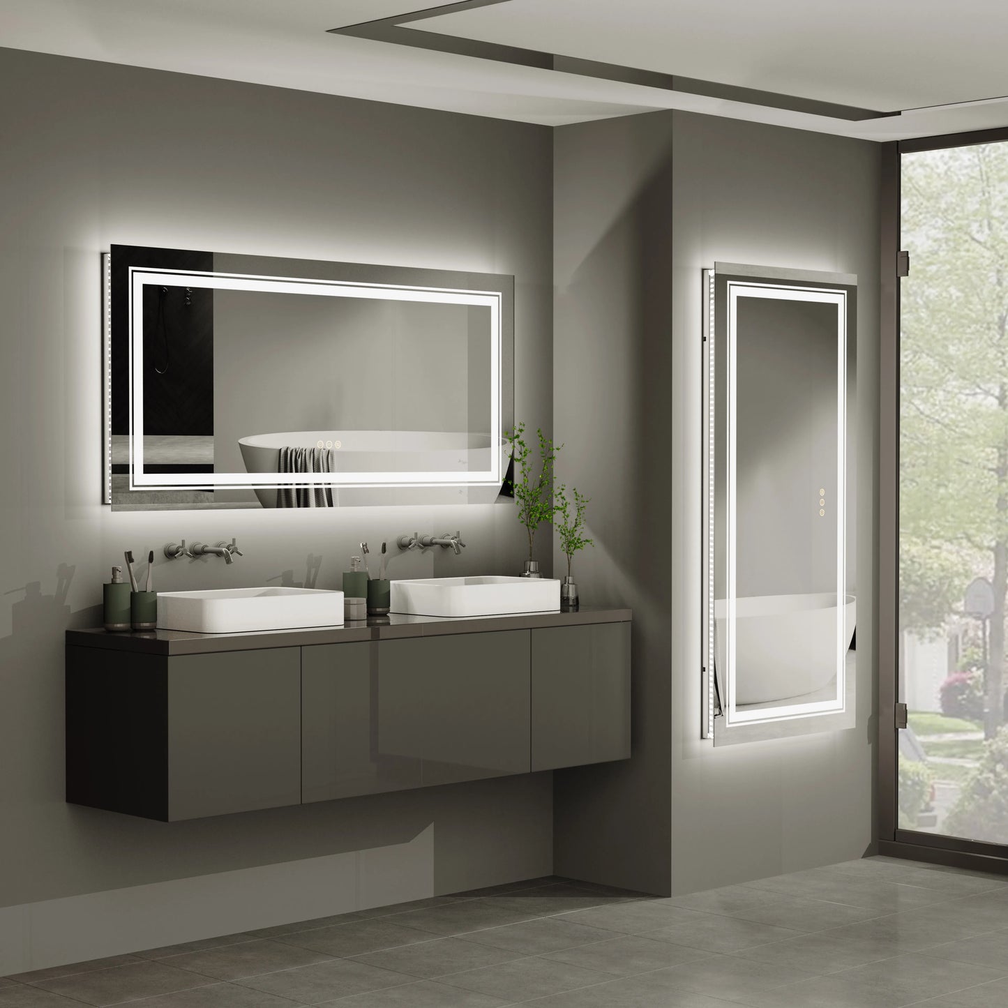Dimmable Wisfor Anti-Fog Backlit LED Bathroom Mirror