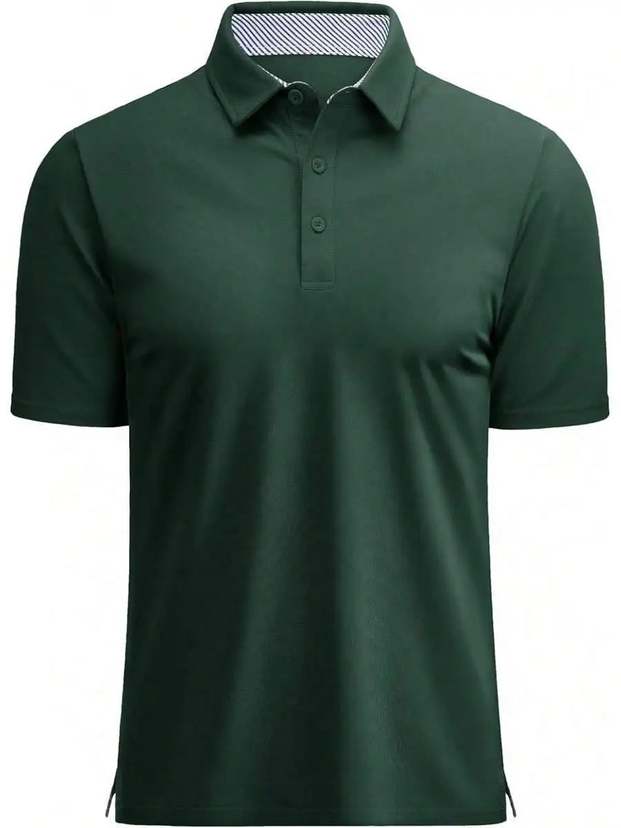 Mens Short Sleeve Cotton Pique 3-Button Classic Fit Casual Golf Shirt
